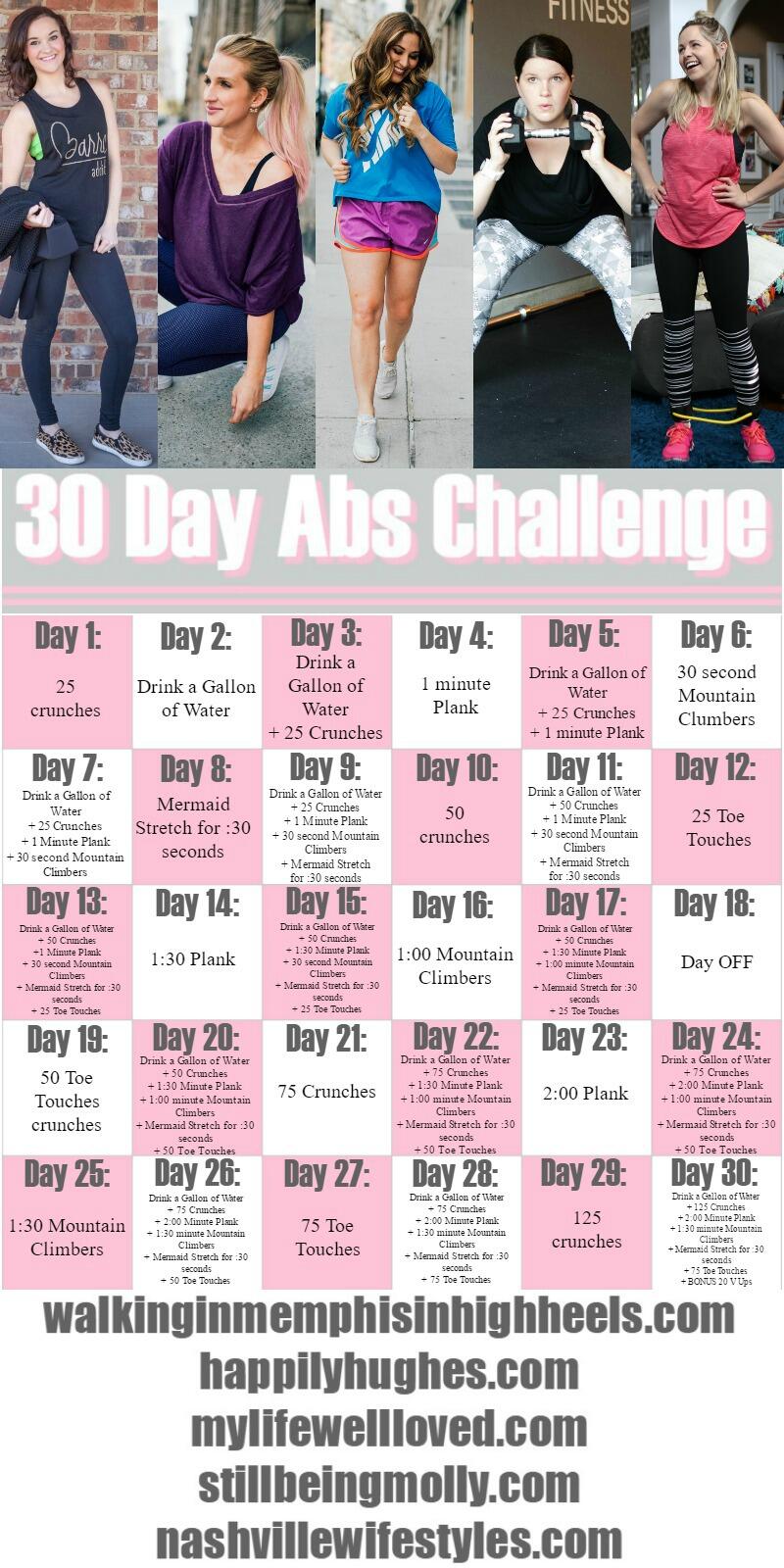 30 Day Ab Challenge Workout + Simple Modern Water Bottle Giveaway!! -  Walking in Memphis in High Heels