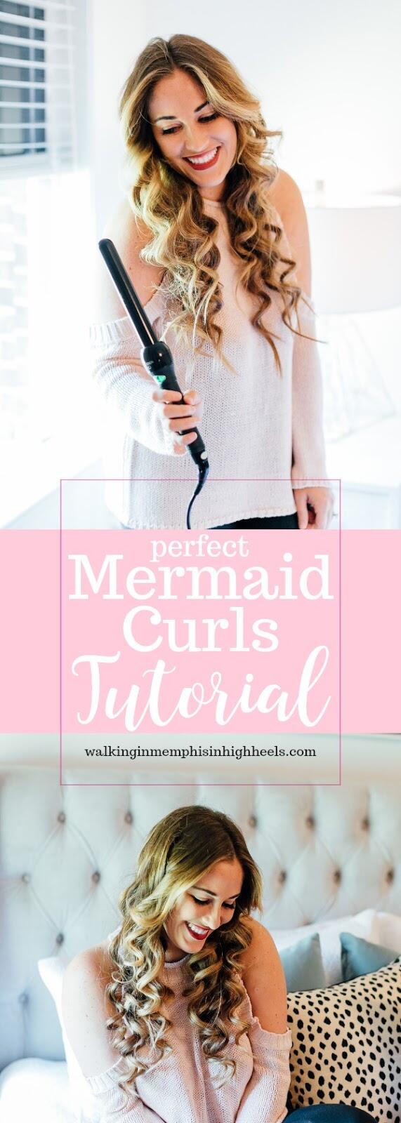 Mermaid Curls Tutorial by top Memphis beauty blogger, Walking in Memphis in High Heels