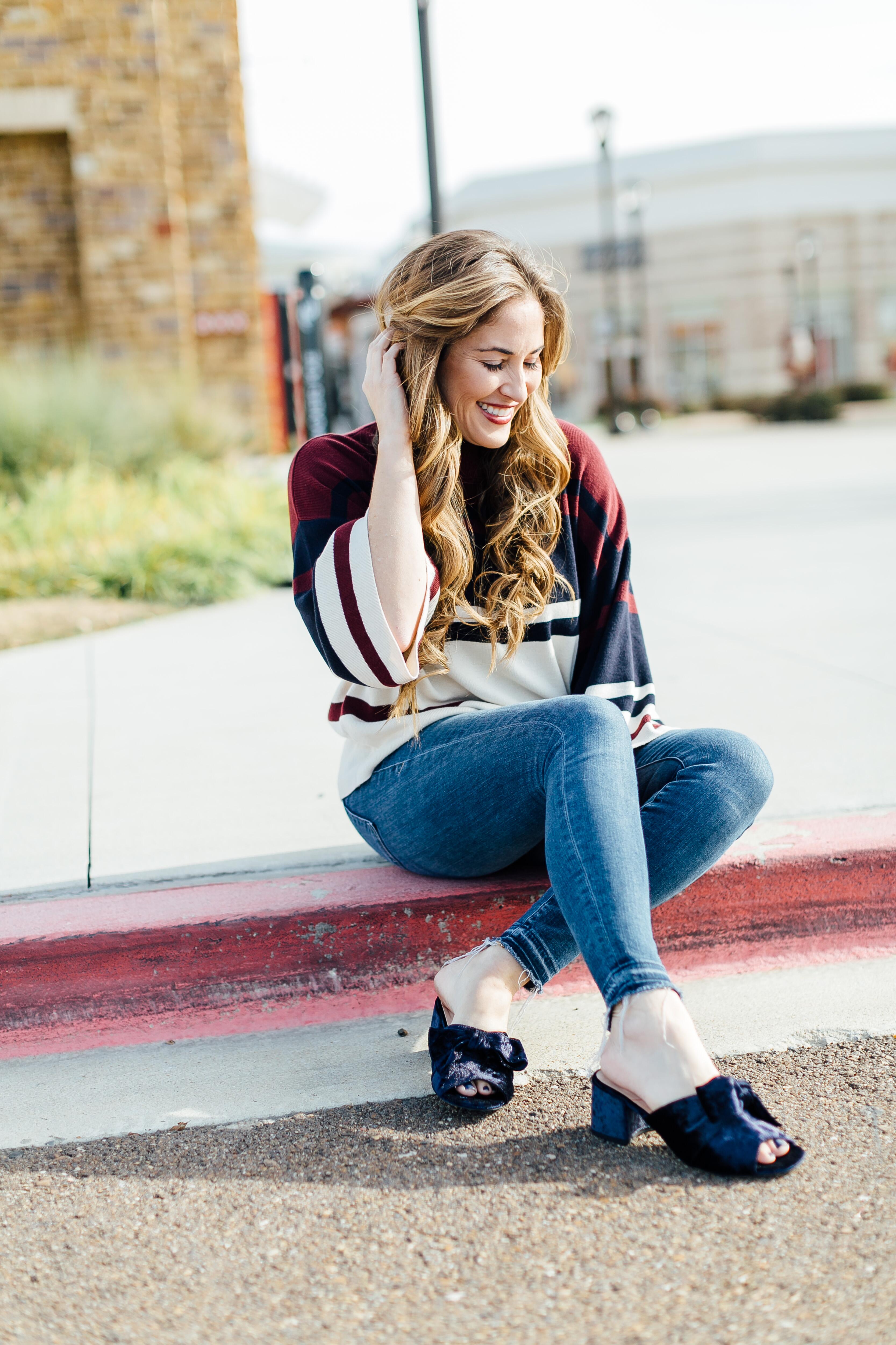 LOFT Burgundy top by East Memphis fashion blogger Walking in Memphis in High Heels