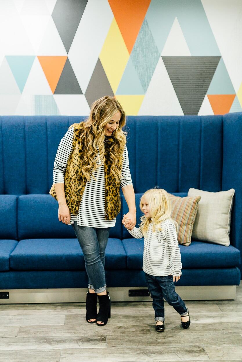 Mama & Mini: How to Wear a Striped Tee by East Memphis fashion blogger Walking in Memphis in High Heels