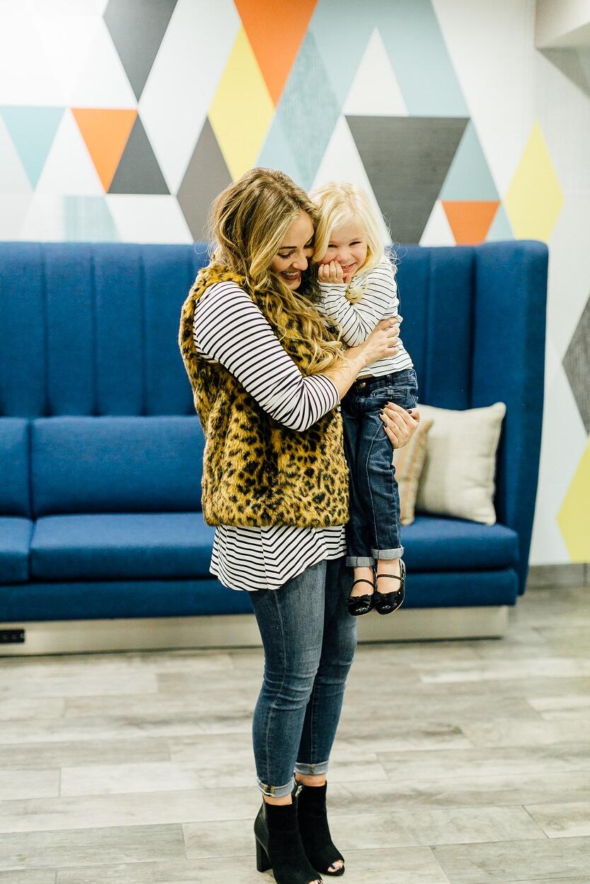 Mama & Mini: How to Wear a Striped Tee by East Memphis fashion blogger Walking in Memphis in High Heels