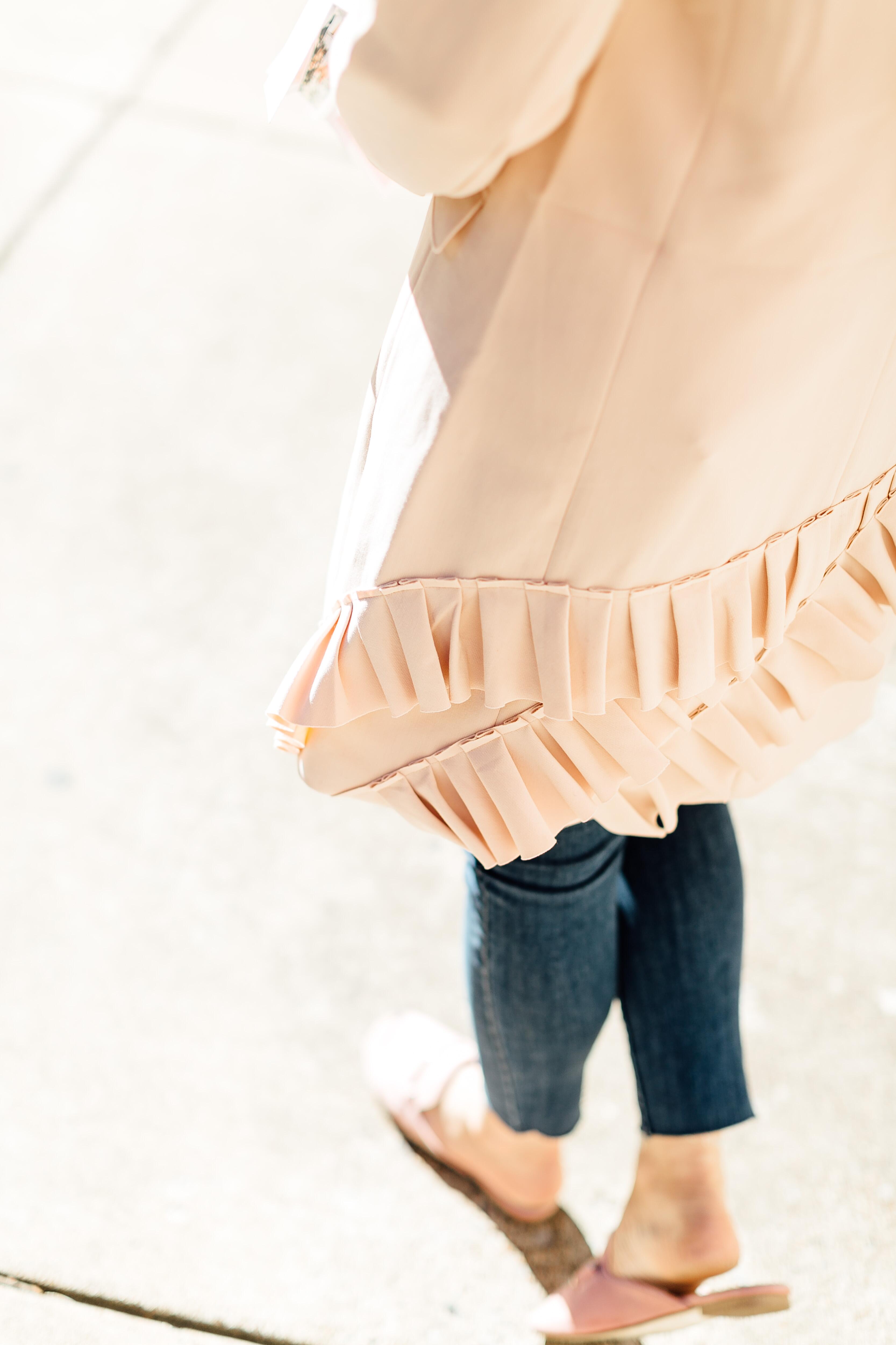 Trend Spin Linkup: Pink Ruffle Coat from Banana Republic by East Memphis fashion blogger Walking in Memphis in High Heels