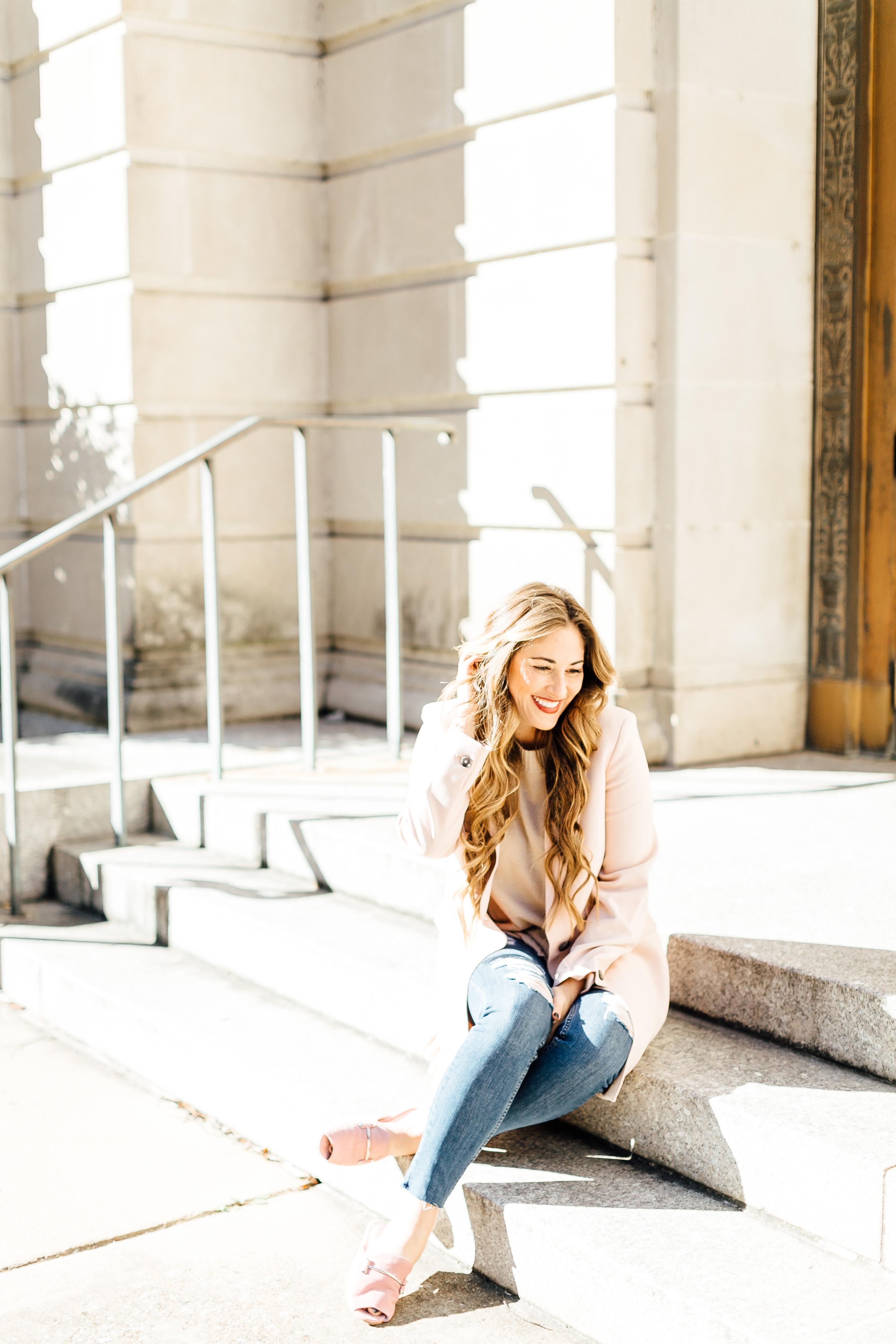 Trend Spin Linkup: Pink Ruffle Coat from Banana Republic by East Memphis fashion blogger Walking in Memphis in High Heels