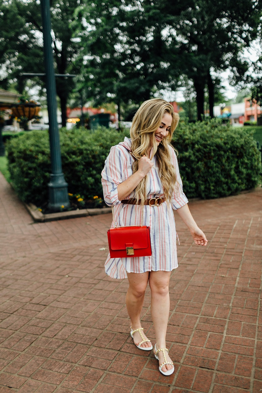 The Perfect Striped Shirtdress for Summer featured by popular fashion blogger, Walking in Memphis in High Heels