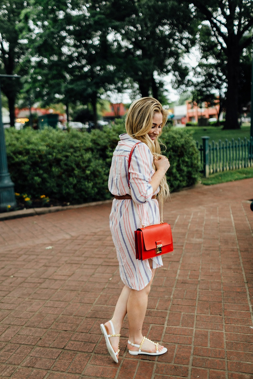 The Perfect Striped Shirtdress for Summer featured by popular fashion blogger, Walking in Memphis in High Heels