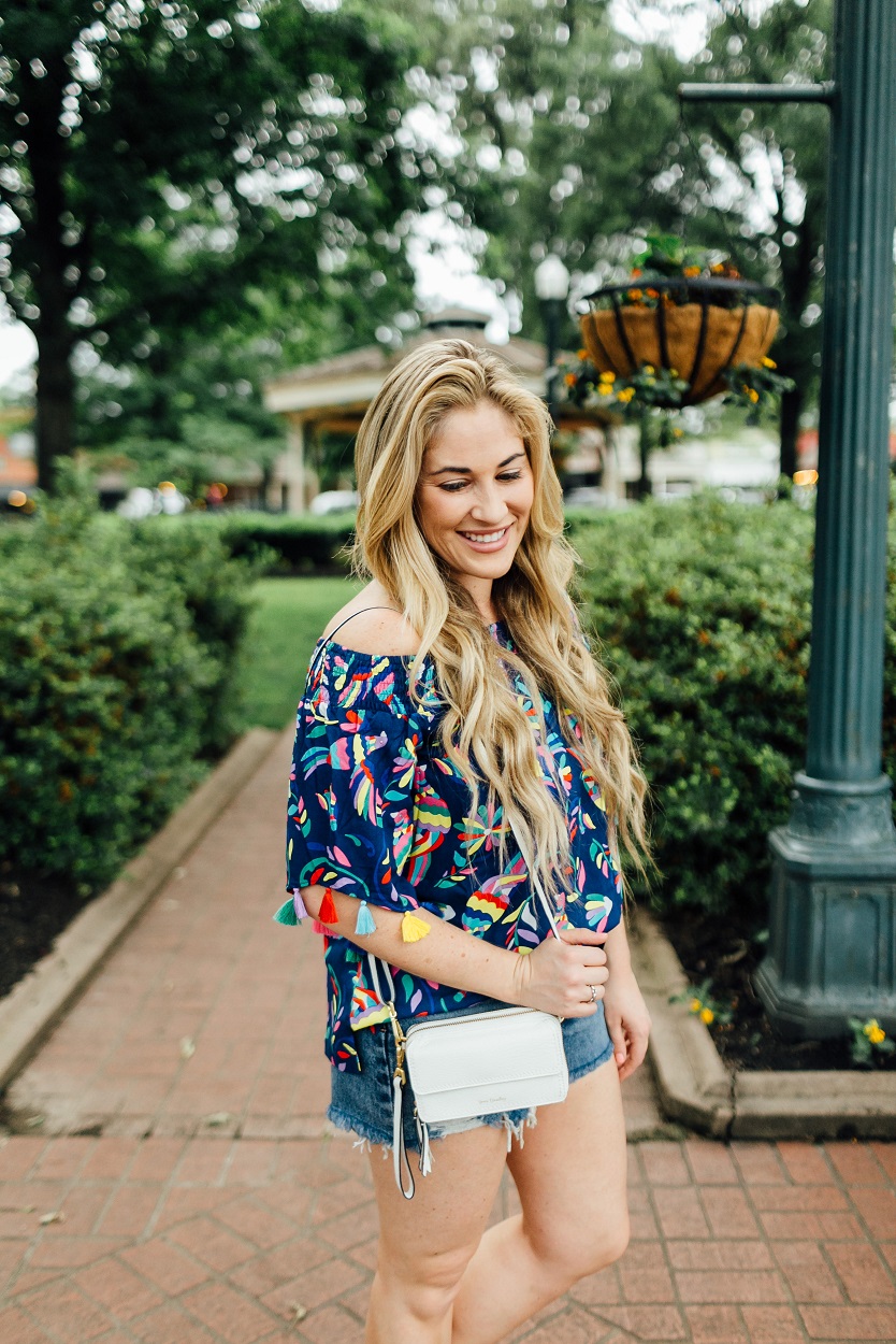 Shopbop Denim Cutoff Shorts styled by popular fashion blogger, Walking in Memphis in High Heels