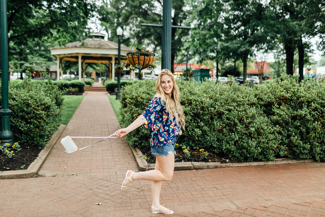 Shopbop Denim Cutoff Shorts styled by popular fashion blogger, Walking in Memphis in High Heels