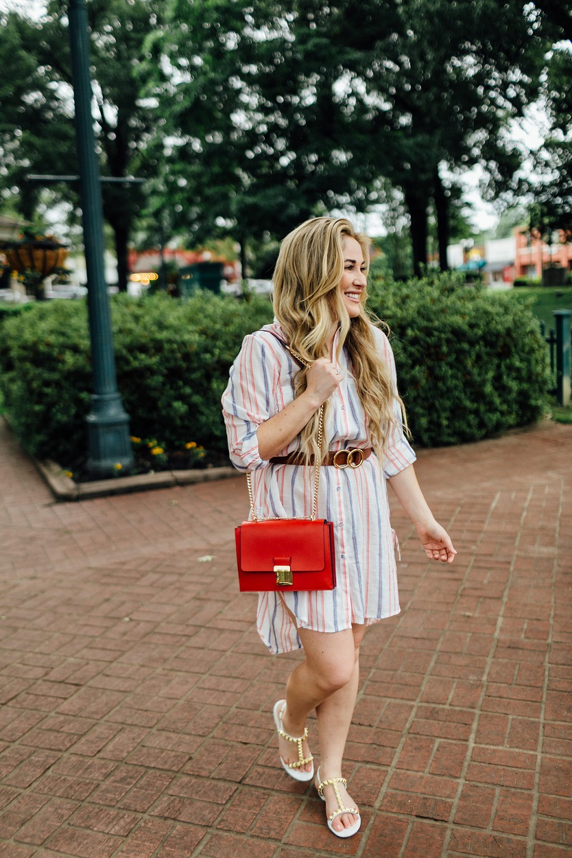 The Perfect Striped Shirtdress for Summer featured by popular fashion blogger, Walking in Memphis in High Heels