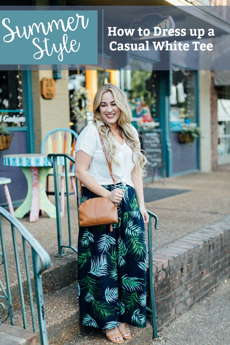 How to Dress up a Basic White Tee featured by popular style blogger, Walking in Memphis in High Heels