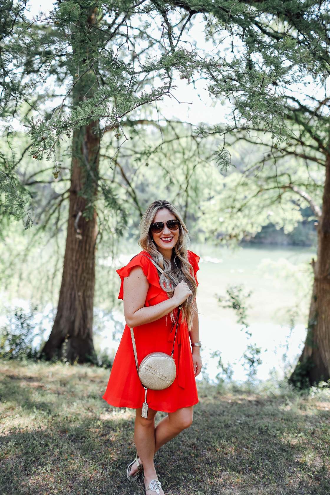 Cute summer dresses featured by popular fashion blogger, Walking in Memphis in High Heels: Socialite red ruffle sleeve dress