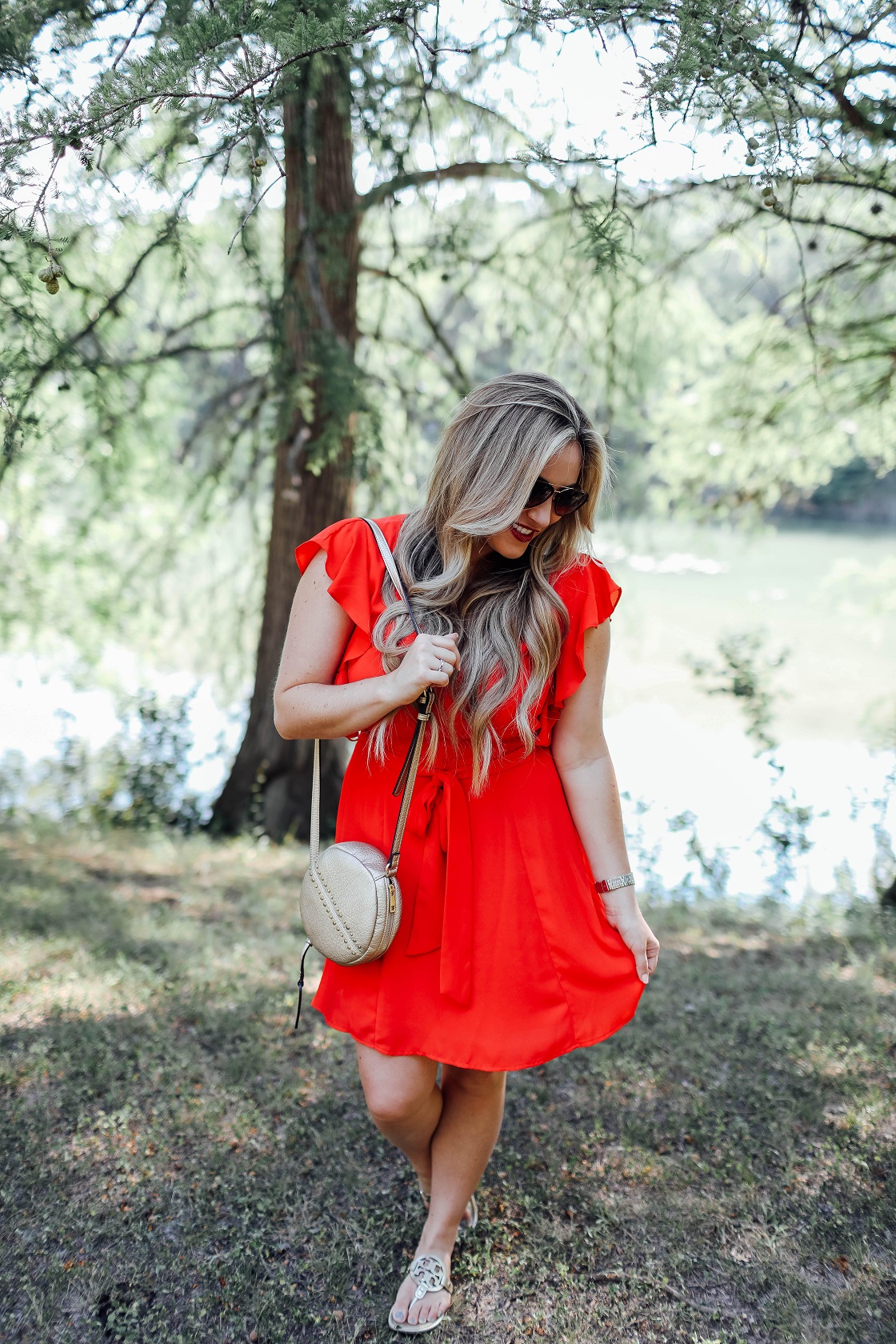 Cute summer dresses featured by popular fashion blogger, Walking in Memphis in High Heels: Socialite red ruffle sleeve dress