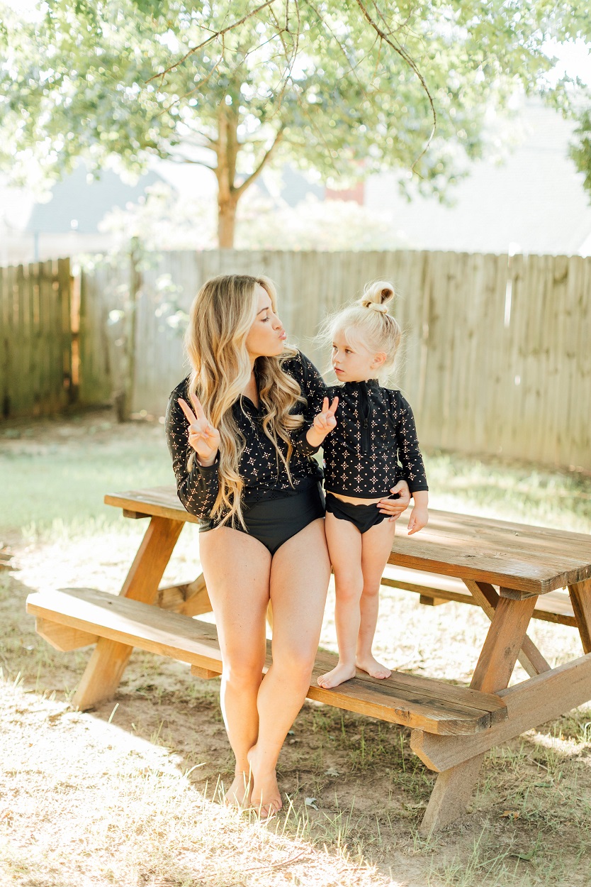 Mommy and me Swim Zip swimsuits featured by popular fashion blogger, Walking in Memphis in High Heels