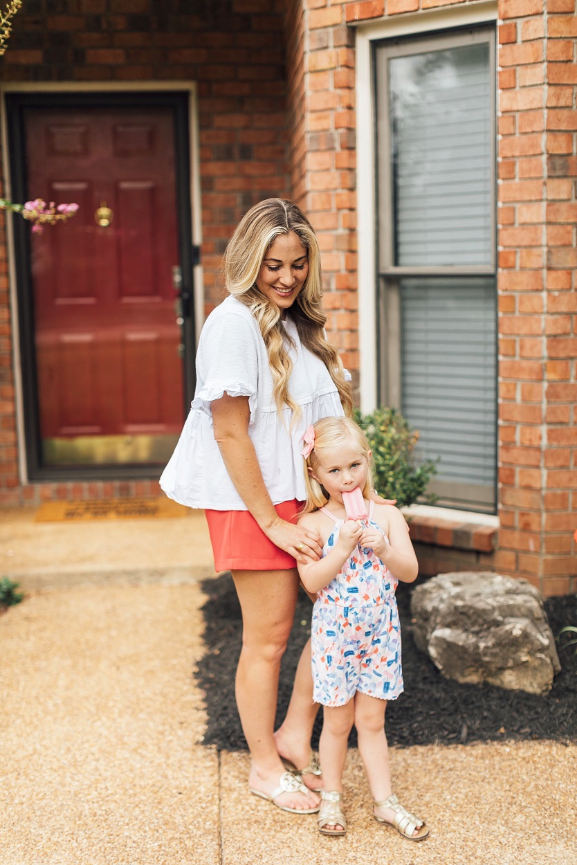 Mommy and Me Labor Day Outfits Walking in Memphis in High Heels