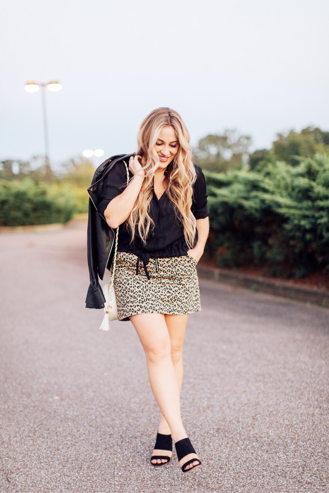 Fall layers with cheetah skirt styled by top fashion blog, Walking in Memphis in High Heels