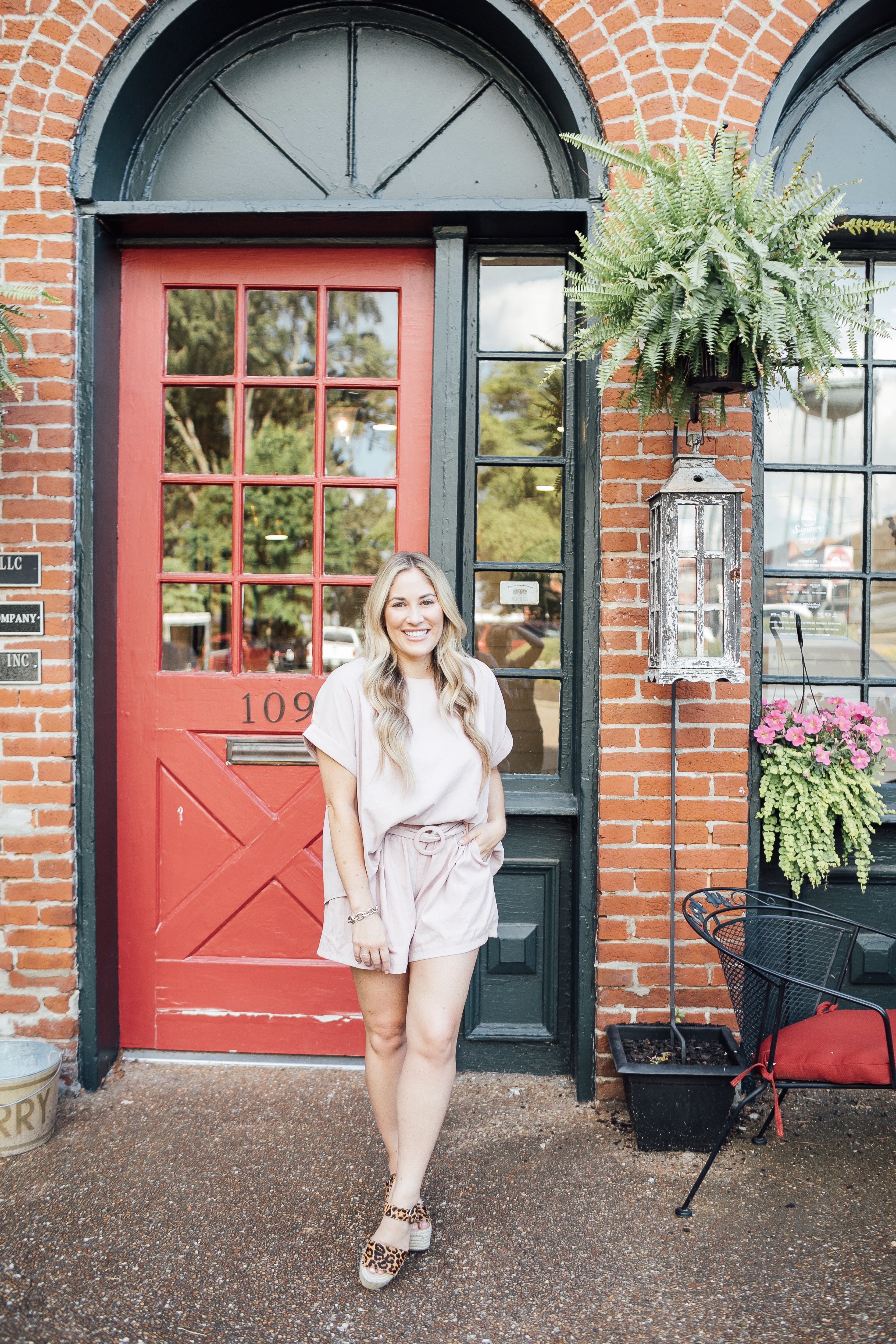 Lavender two piece set styled for summer by top US fashion blog, Walking in Memphis in High Heels: image of a woman wearing a Black Sheep Boutique lavender 2 piece set, and Marc Fisher leopard platform espadrilles.