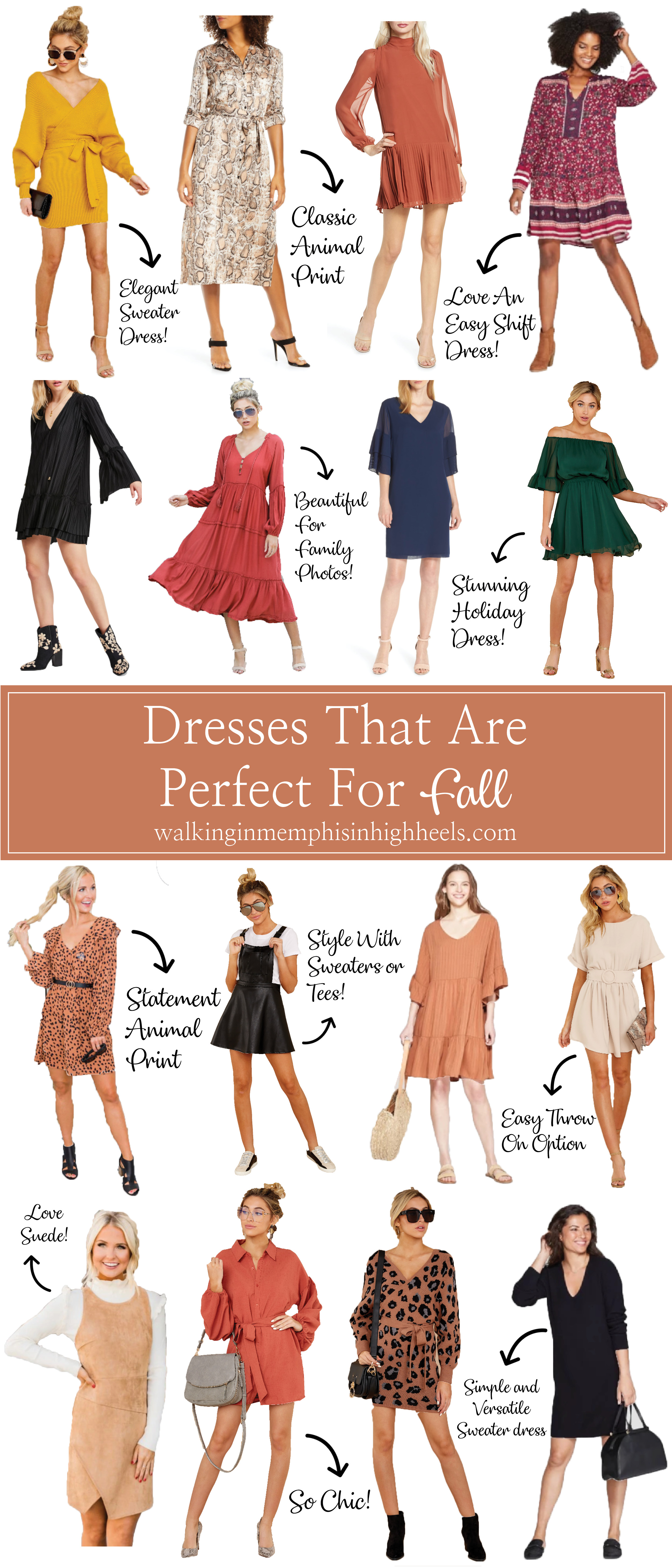 Cute Fall Dresses Roundup - Walking in Memphis in High Heels