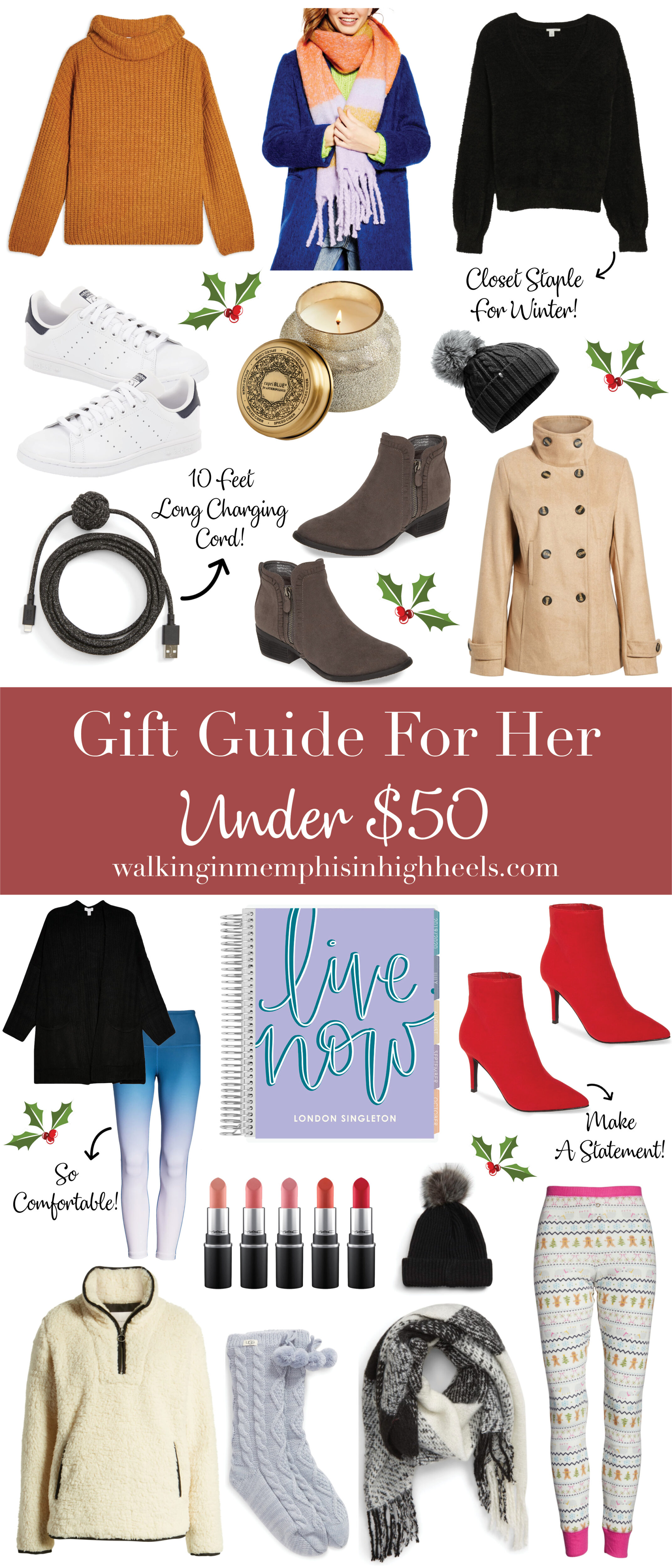 Holiday Gift Guide: the Best Gifts for Her Under $50 featured by top US life and style blog, Walking in Memphis in High Heels
