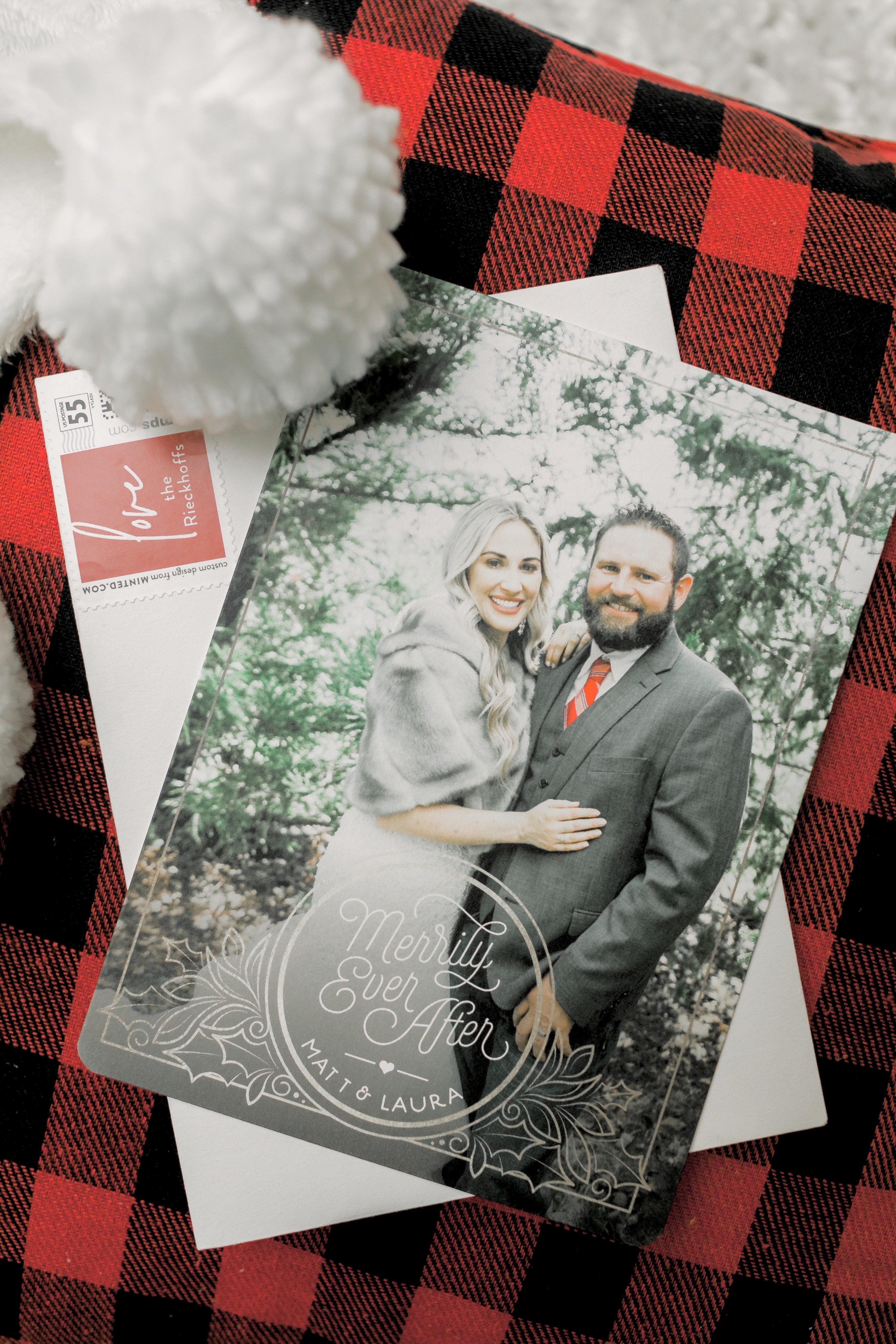 Newlywed Christmas Card printed by Minted featured by top US life and style blog, Walking in Memphis in High Heels.