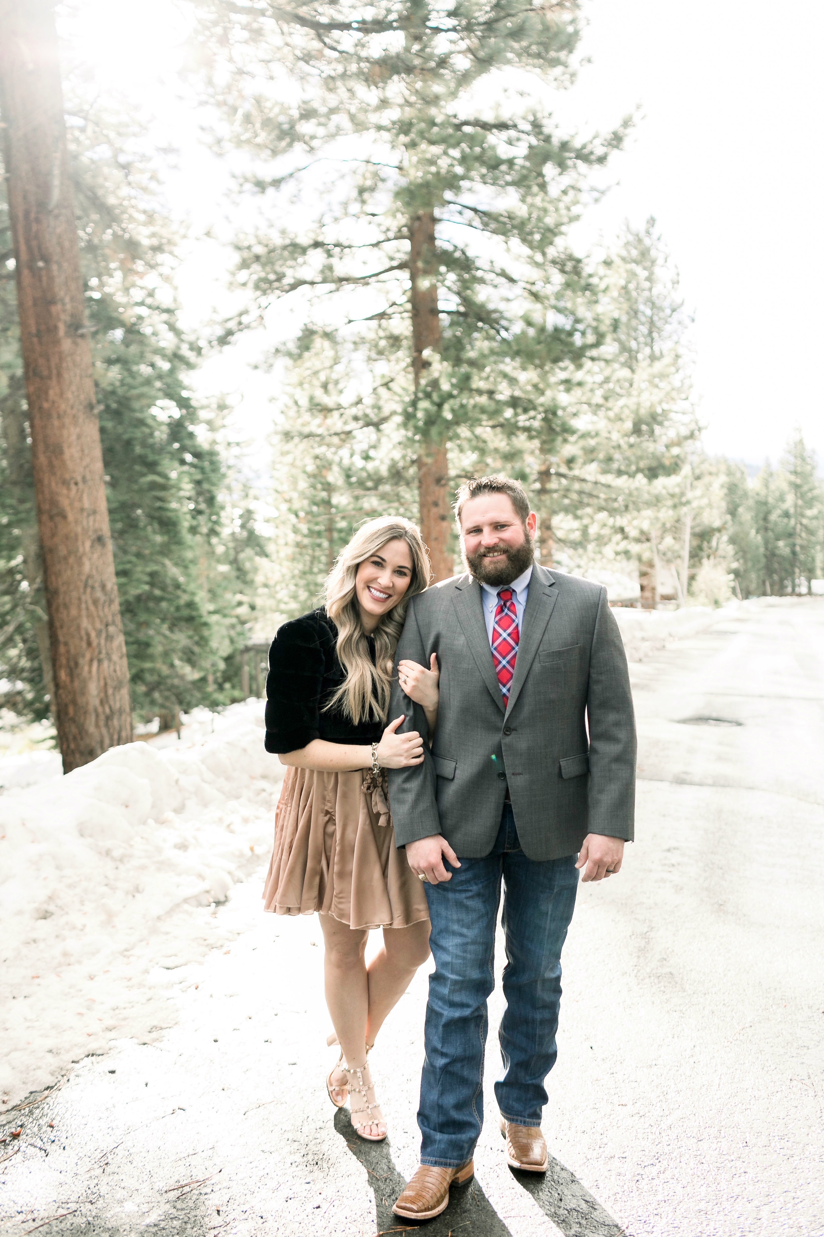 What to Wear to a Winter Wedding, tips featured by top Memphis fashion blog, Walking in Memphis in High Heels: image of a woman wearing a Red Dress gold wrap dress, Eliza J faux fur crop jacket and Valentino Garavani rocketed sandals.