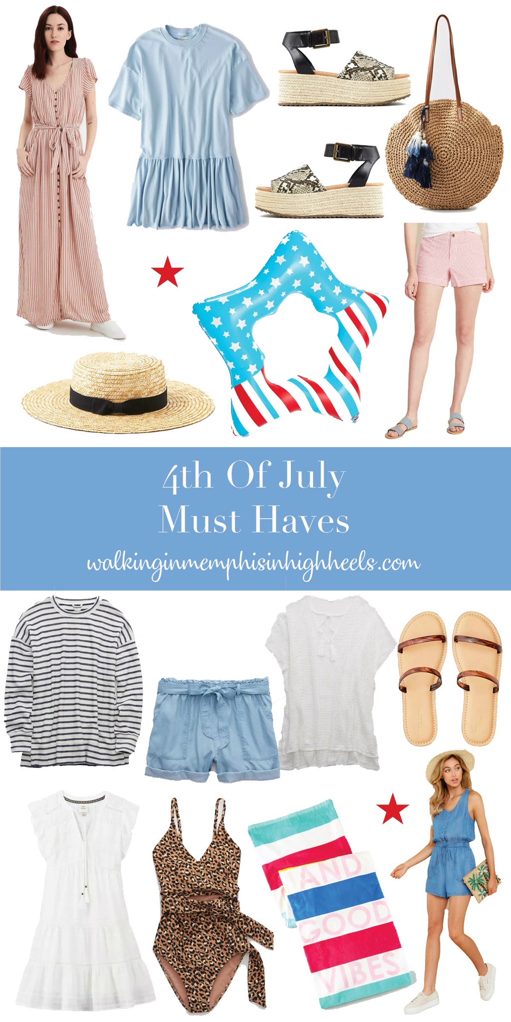 Style Guide: 4th of July Essentials - Walking in Memphis in High Heels