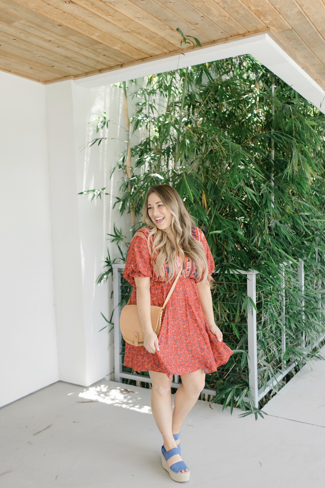 Labor Day looks featured by top Memphis fashion blogger, Walking in Memphis in High Heels: image of a woman wearing a Red Dress Boutique dress, Marc Fisher blue espadrille wedges, and a Pink Lily floppy hat.