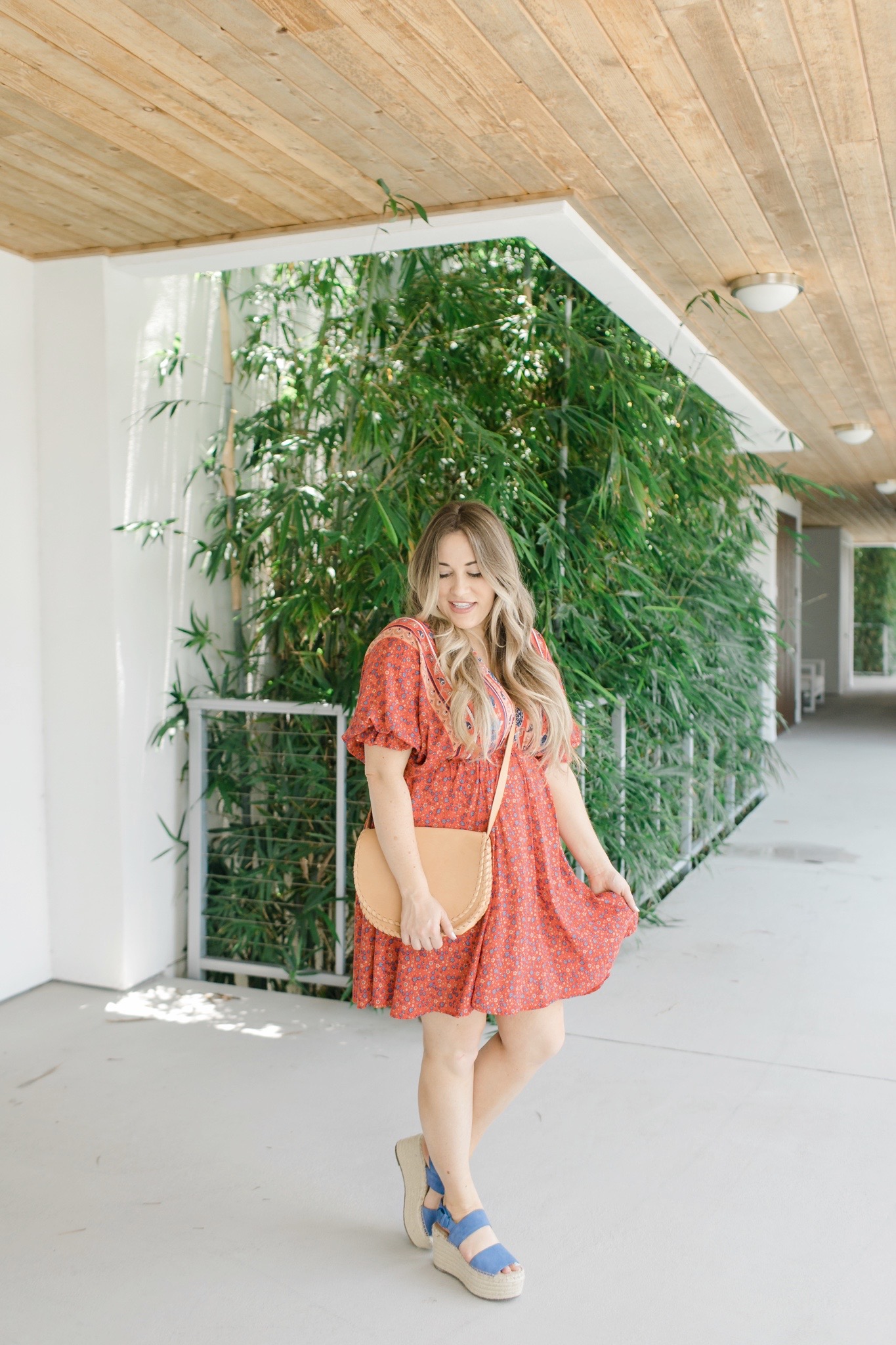 Labor Day looks featured by top Memphis fashion blogger, Walking in Memphis in High Heels: image of a woman wearing a Red Dress Boutique dress, Marc Fisher blue espadrille wedges, and a Pink Lily floppy hat.