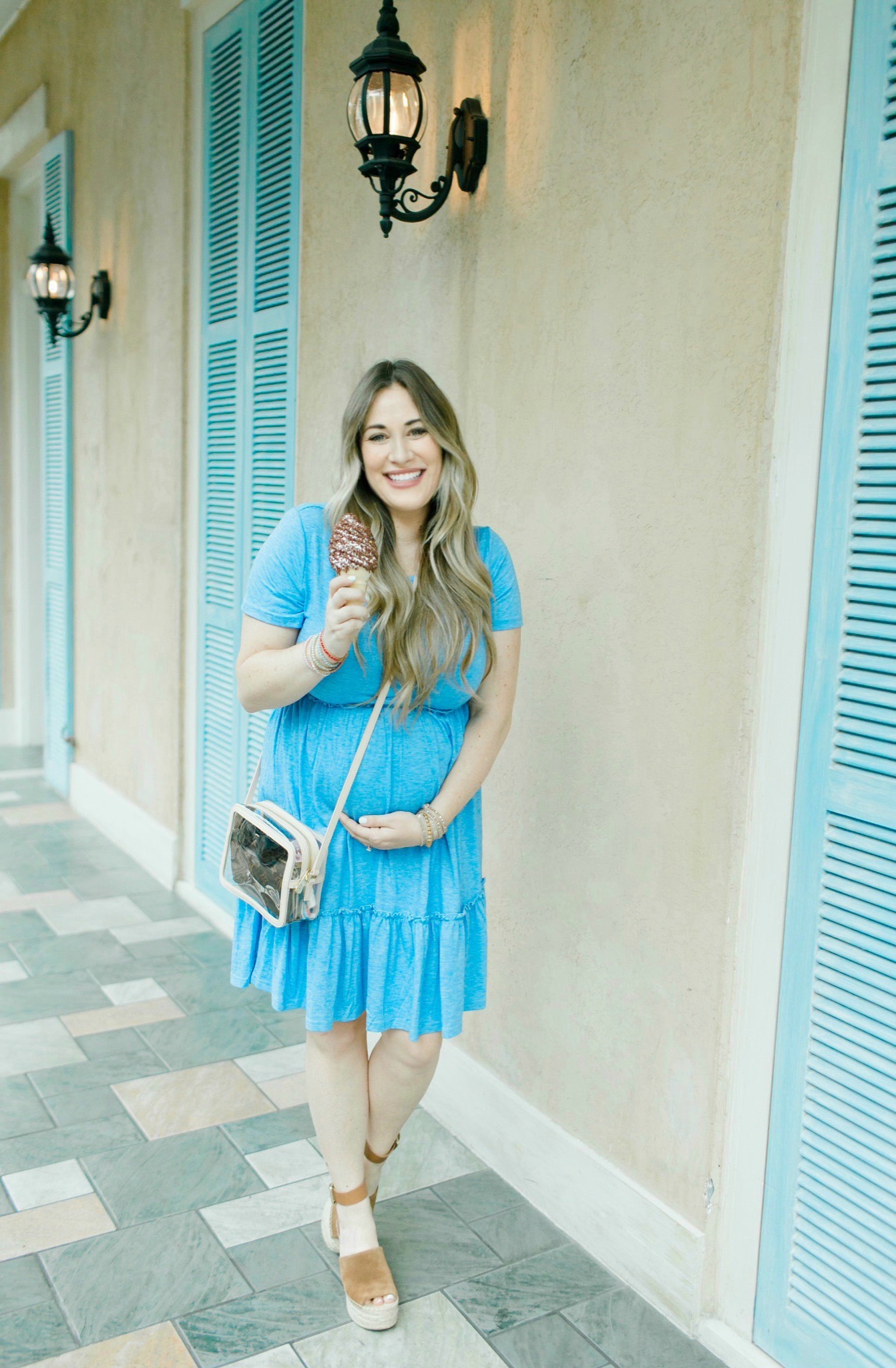Summer Fashion Accessories on sale featured by top Memphis fashion blogger, Walking in Memphis in High Heels: image of a pregnant woman wearing Victoria Emerson bracelets.