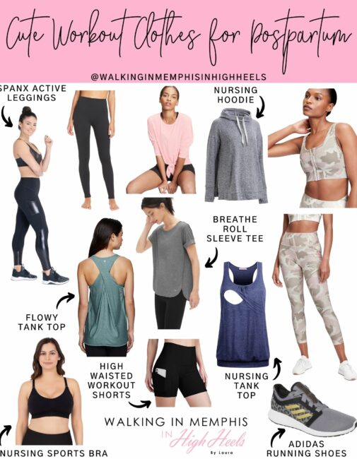 Cute Postpartum Workout Clothes for the 4th Trimester featured by top Memphis fitness blogger, Walking in Memphis in High Heels.