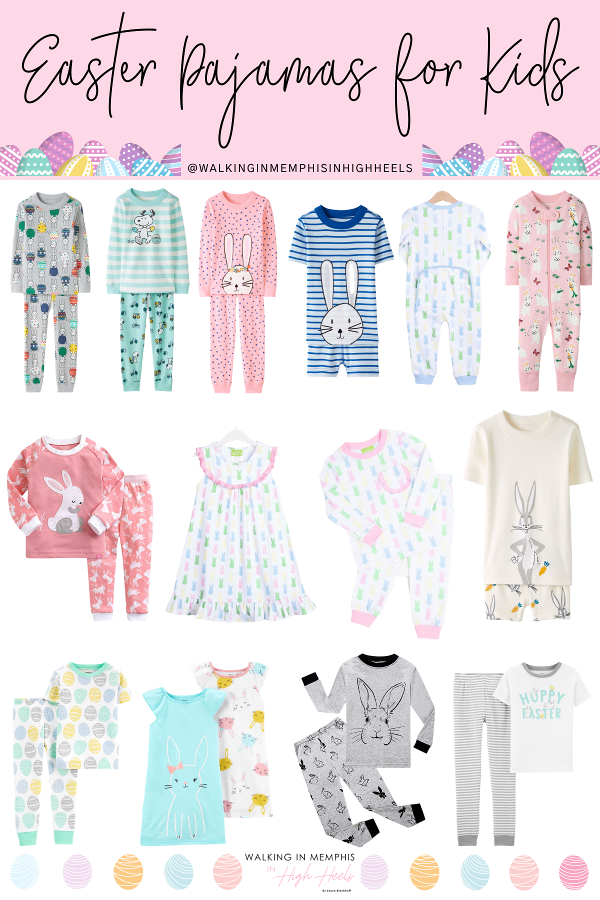 Cute Easter pajamas for kids featured by top Memphis mommy blogger, Walking in Memphis in High Heels.