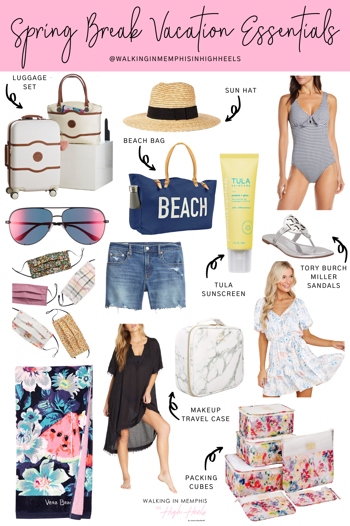 Spring Break Vacation Essentials featured by top travel blogger, Walking in Memphis in High Heels.