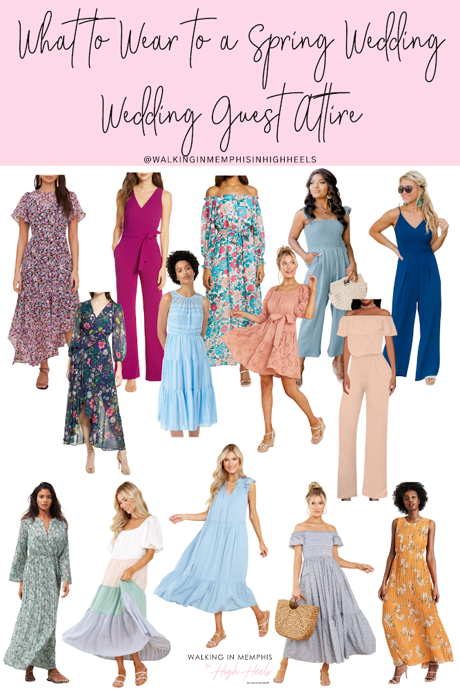 Cute Spring Wedding Guest Outfits Walking in Memphis in High Heels