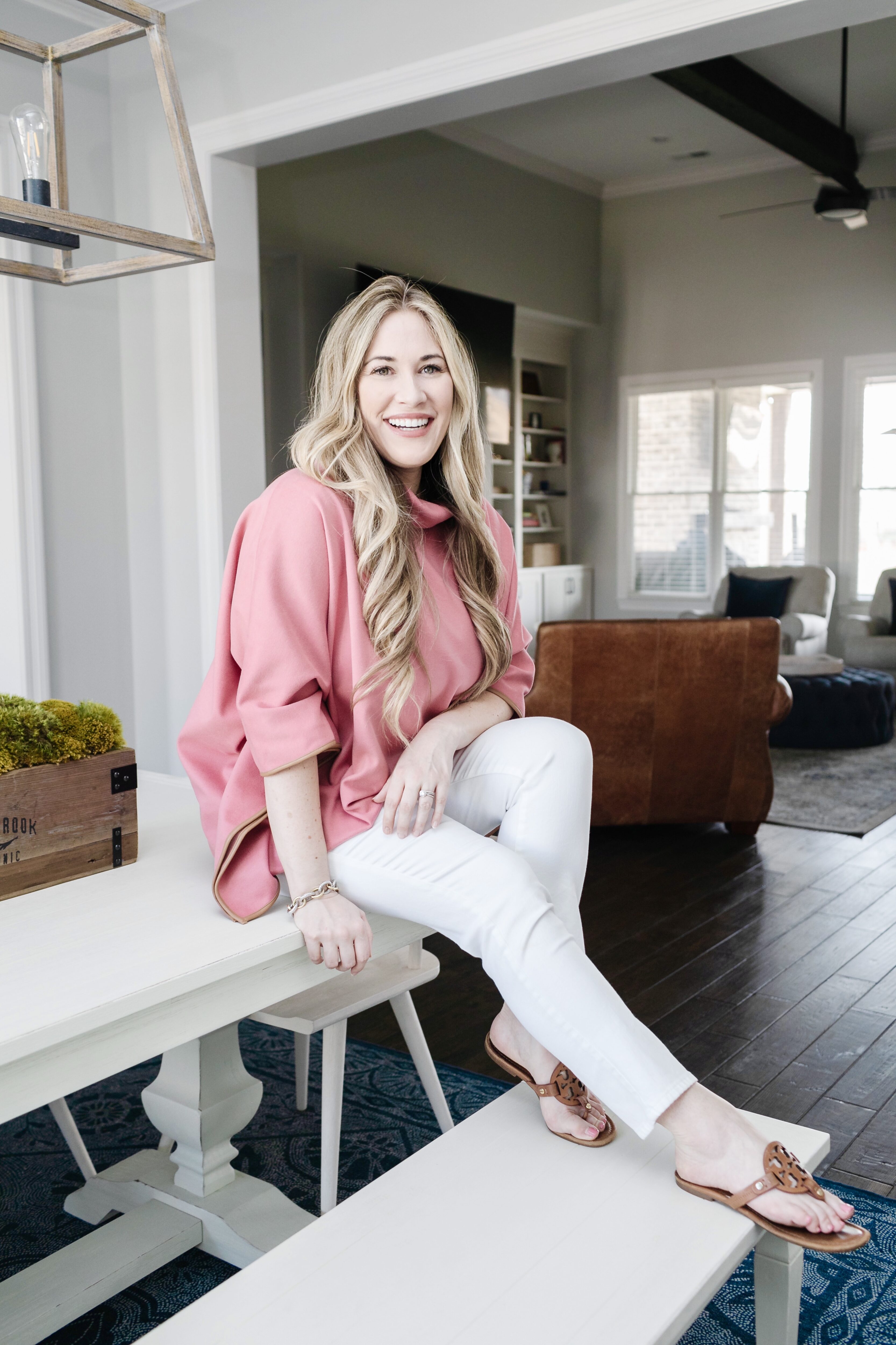 Spring pink fashion featured by top Memphis fashion blogger, Walking in Memphis in High Heels: image of a woman wearing a pink Tuckernuck piper poncho