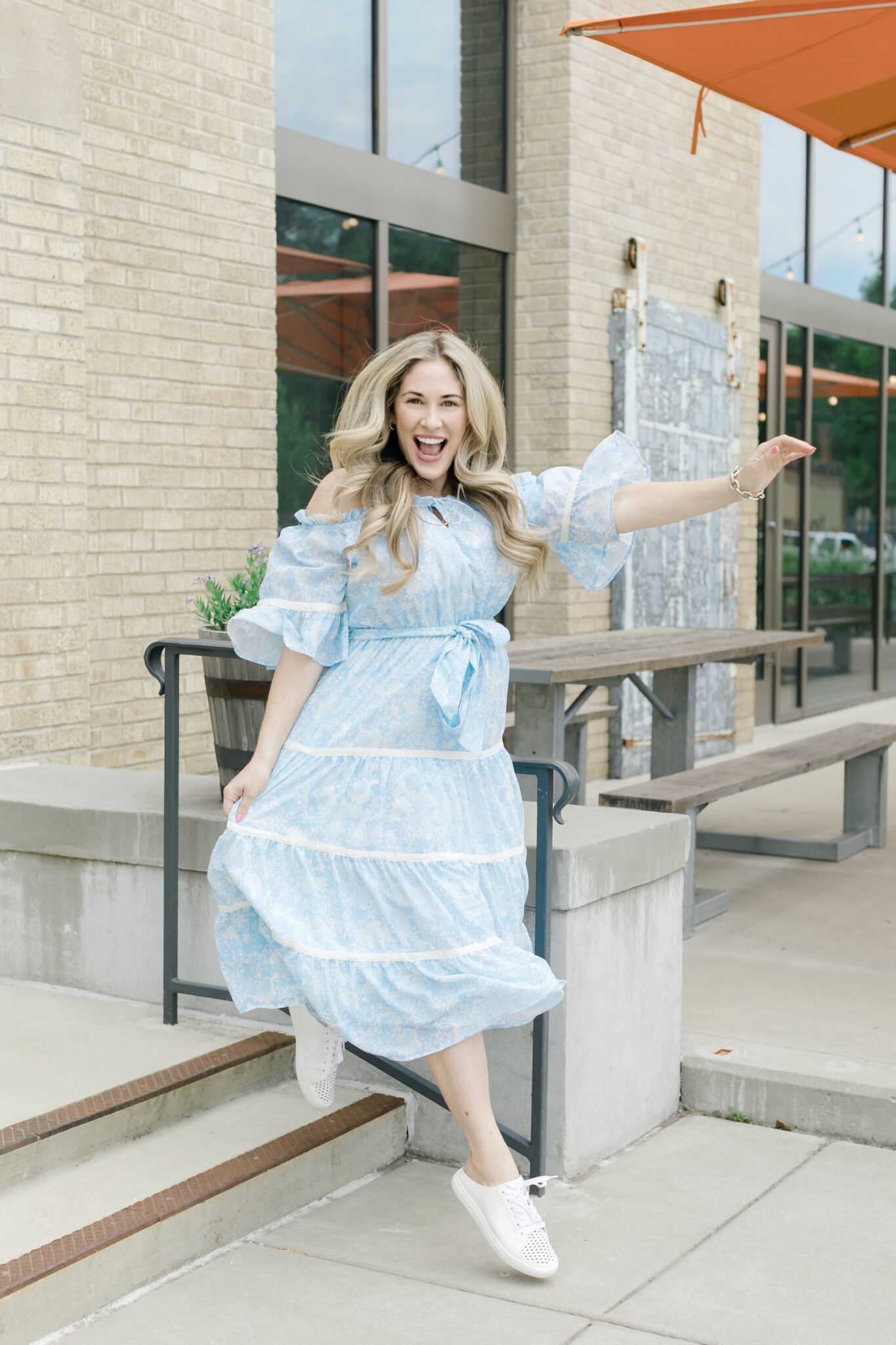 Pink blush hotsell blue floral dress