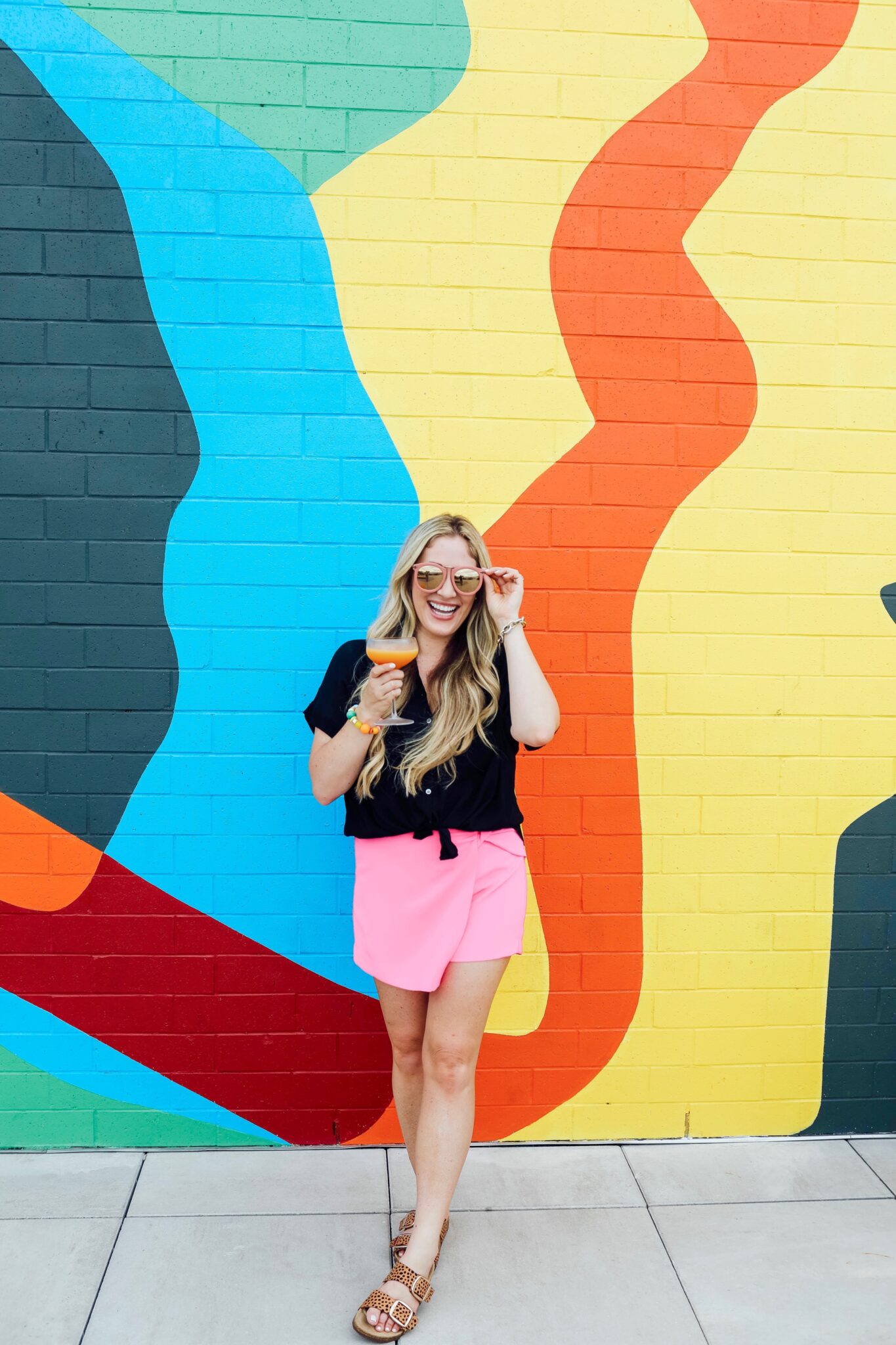 Bright Summer Colors featured by top Memphis fashion blogger, Walking in Memphis in High Heels: image of a woman wearing a hot pink Boston Proper skort.