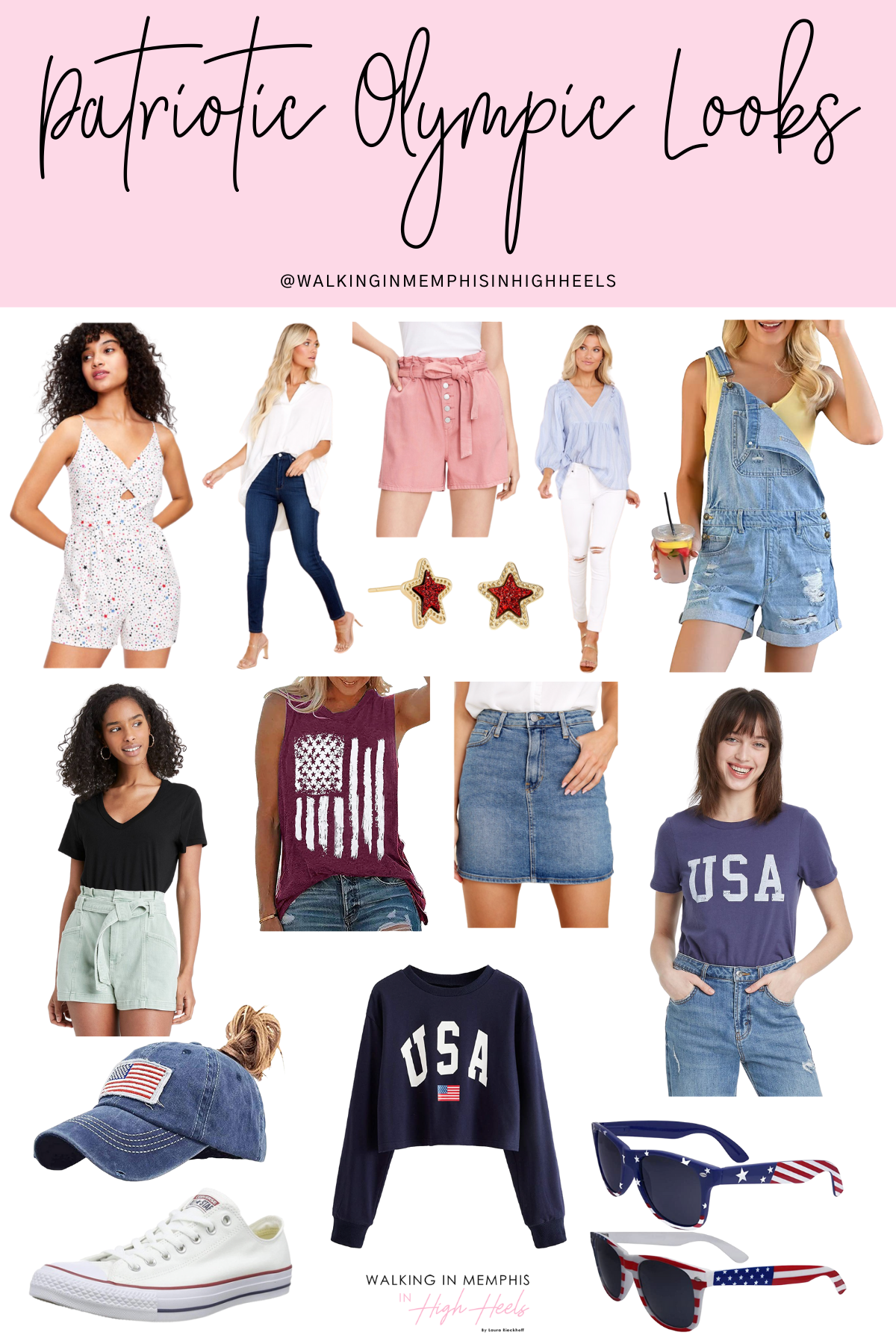 Cute Patriotic Looks for the Olympics featured by top US fashion blogger, Walking in Memphis in High Heels.