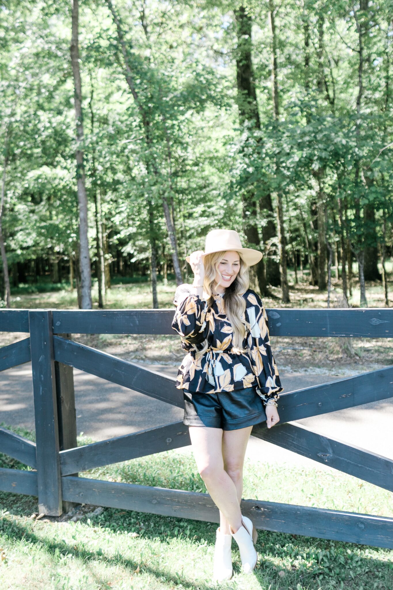 BlankNYC faux leather shorts styled by top US mom fashion blogger, Walking in Memphis in High Heels.