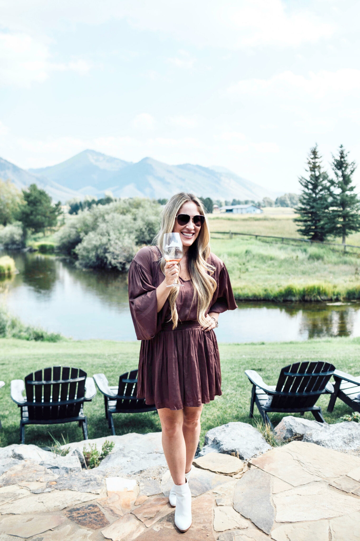 Fall style featured by top US mom fashion blogger, Walking in Memphis in High Heels: image of a woman wearing Marc Fisher white booties and Red Dress wine colored dress.