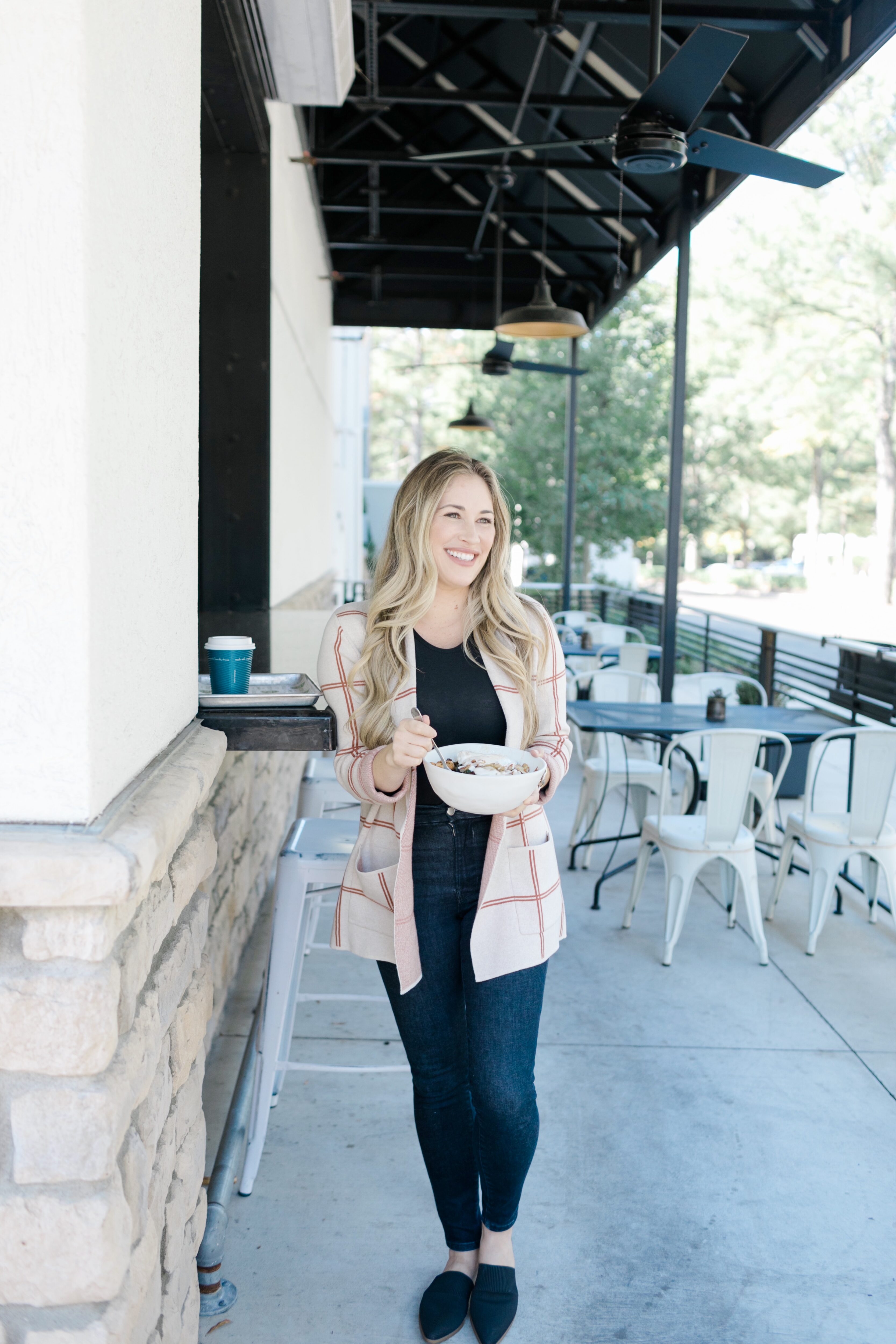 fall blazers for women featured by top US mom fashion blogger, Walking in Memphis in High Heels: image of a woman wearing a LOFT plaid sweater blazer