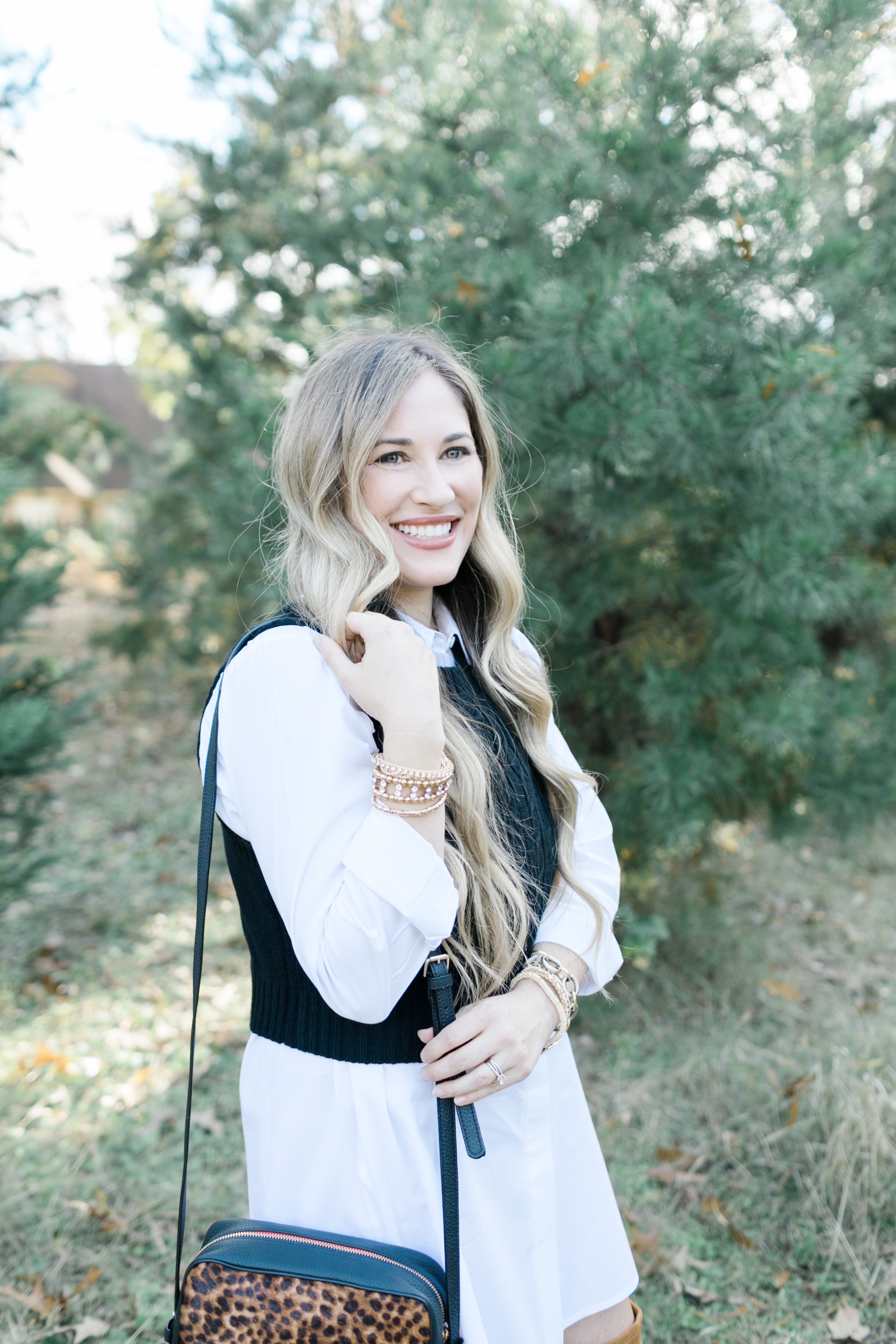 Leather and suede look featured by top US mom fashion blogger, Walking in Memphis in High Heels.