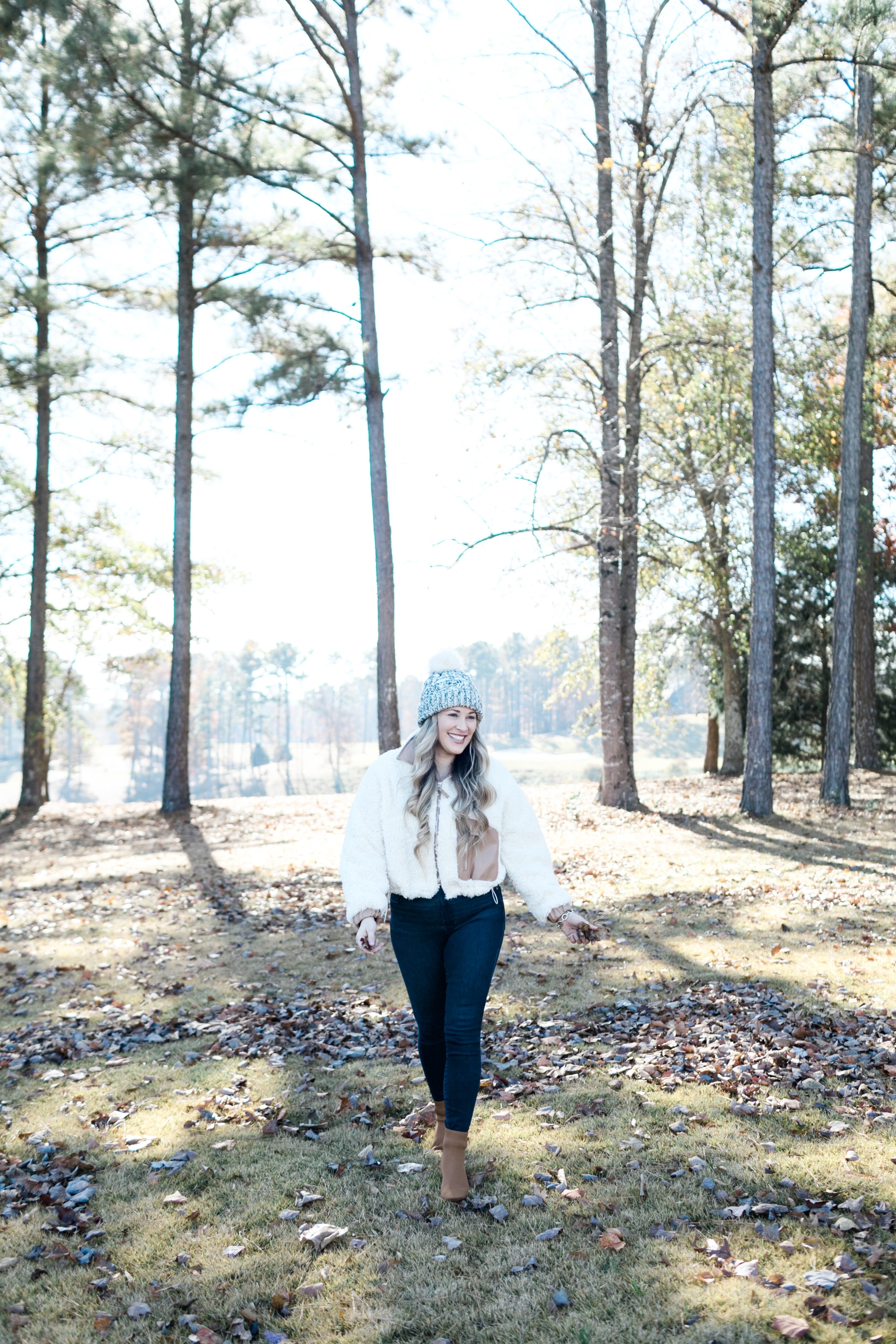 BLANKNYC sherpa bomber jacket styled by top US mom fashion blogger, Walking in Memphis in High Heels.