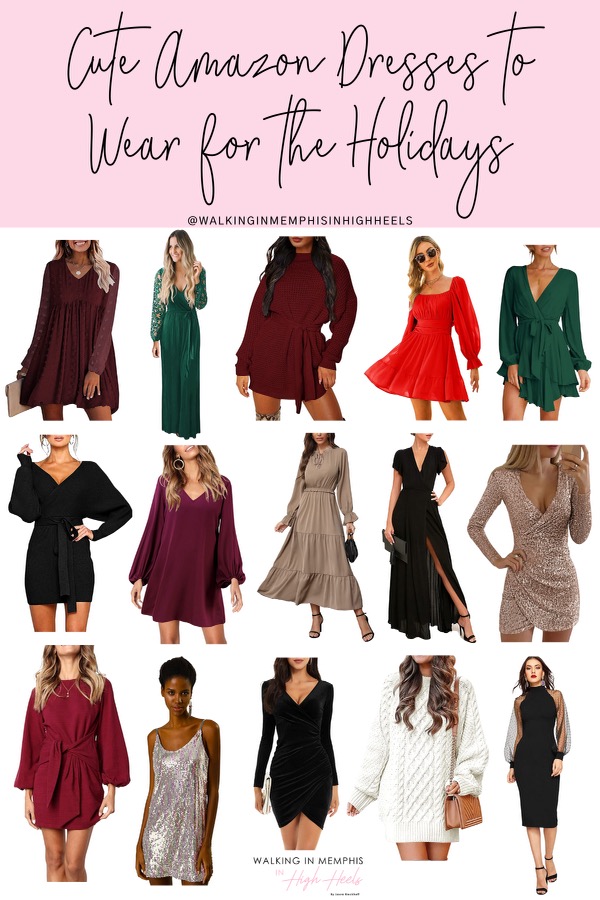 Cute Amazon Dresses for the Holidays featured by top US mom fashion blogger, Walking in Memphis in High Heels.