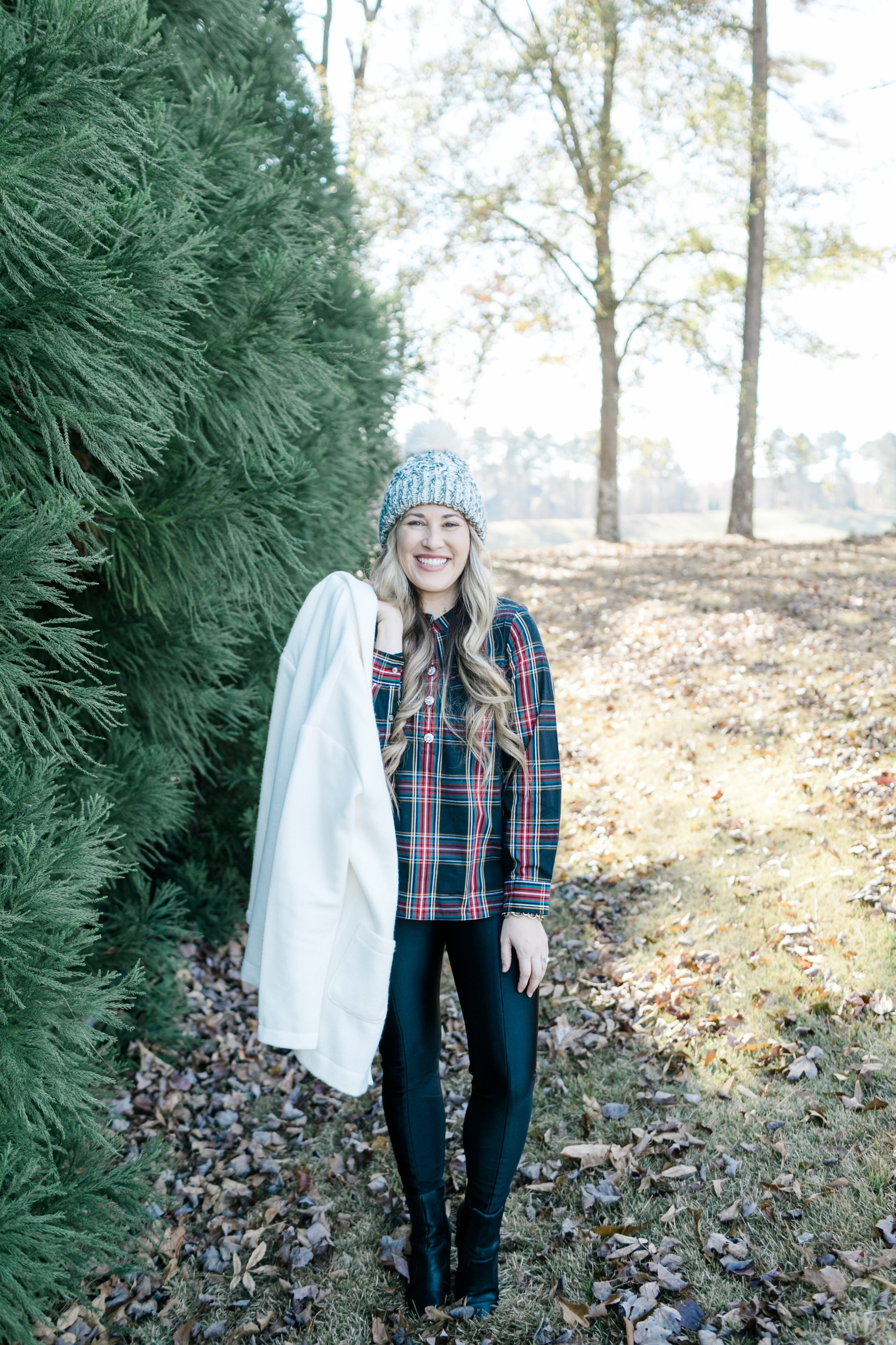 JCrew Factory plaid shirt styled by top US mom fashion blogger, Walking in Memphis in High Heels.