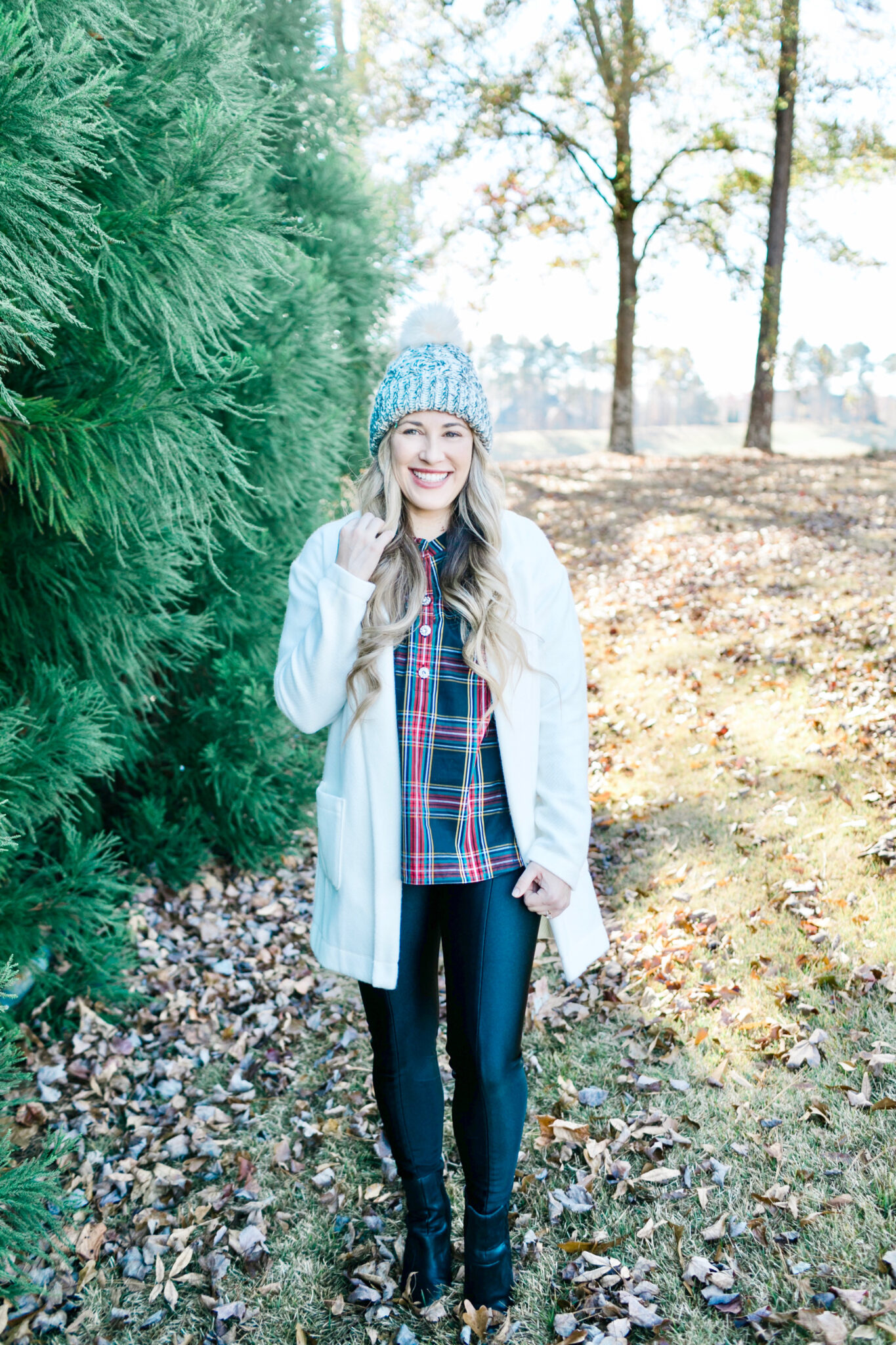 J.Crew Factory Tartan Plaid Top styled by top US mom fashion blogger, Walking in Memphis in High Heels.