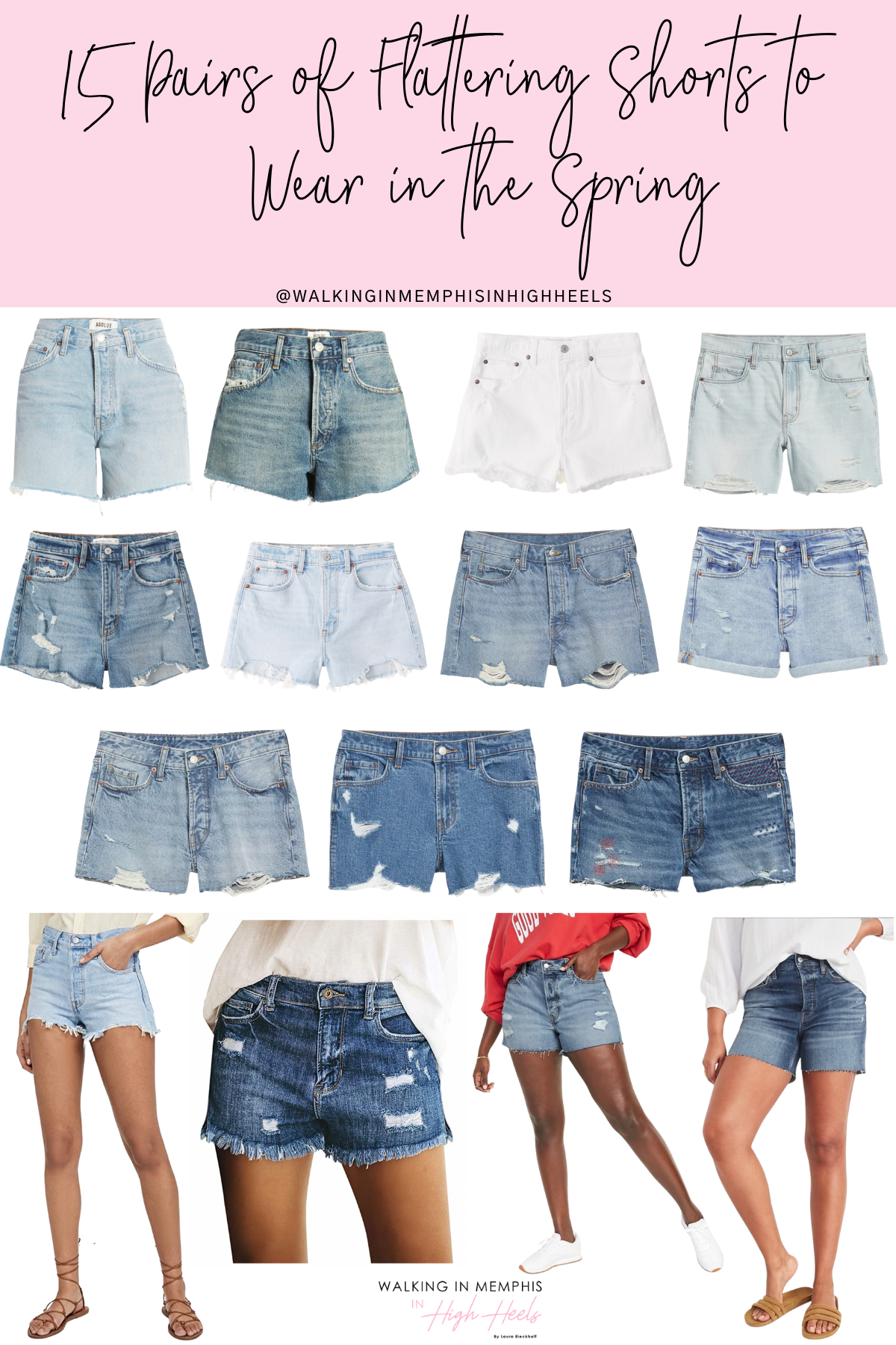 Flattering Denim Shorts to Wear in the Spring featured by top US mom fashion blogger, Walking in Memphis in High Heels.