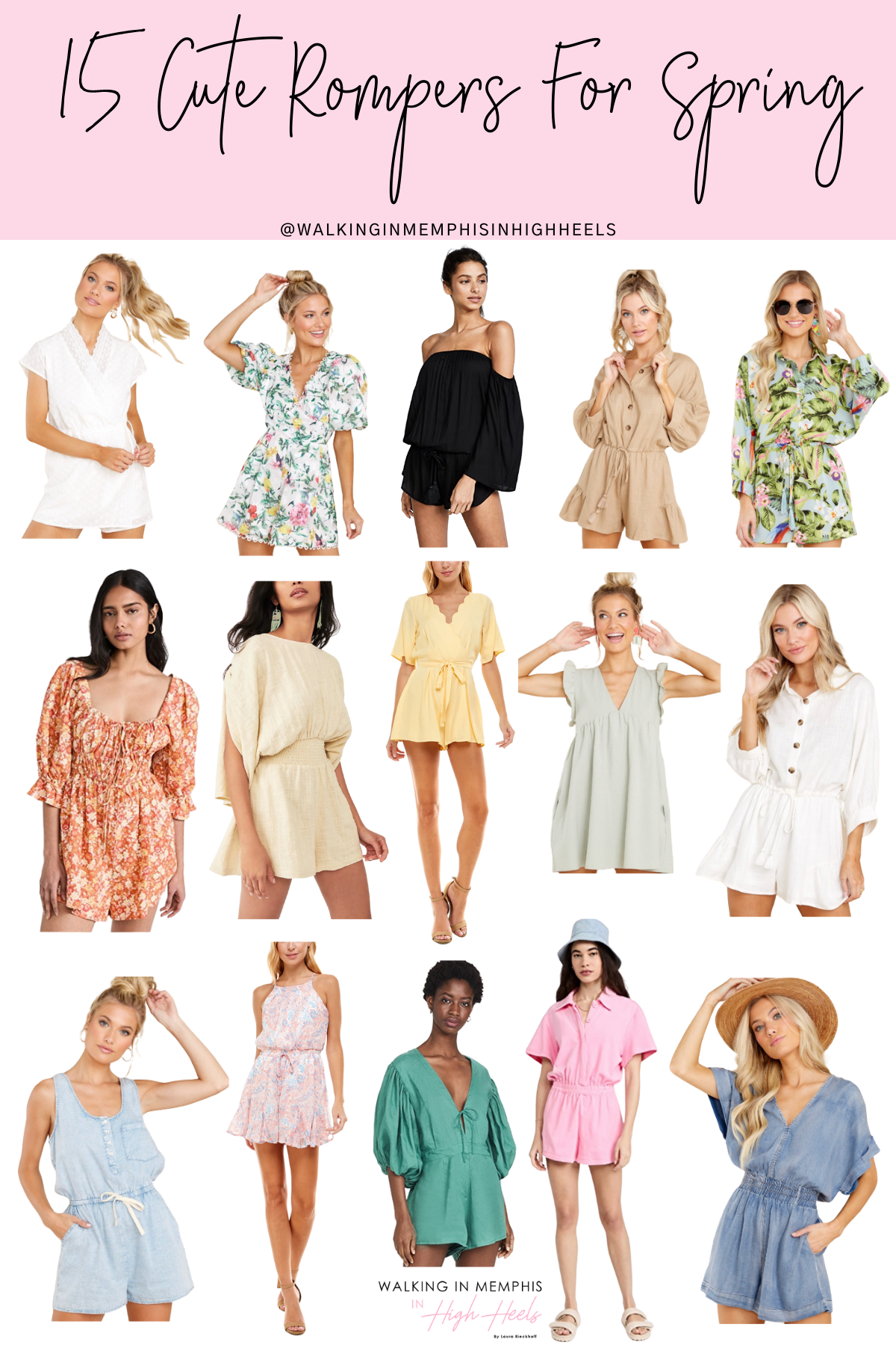 15 Cute Rompers for Spring featured by top US mom fashion blogger, Walking in Memphis in High Heels.
