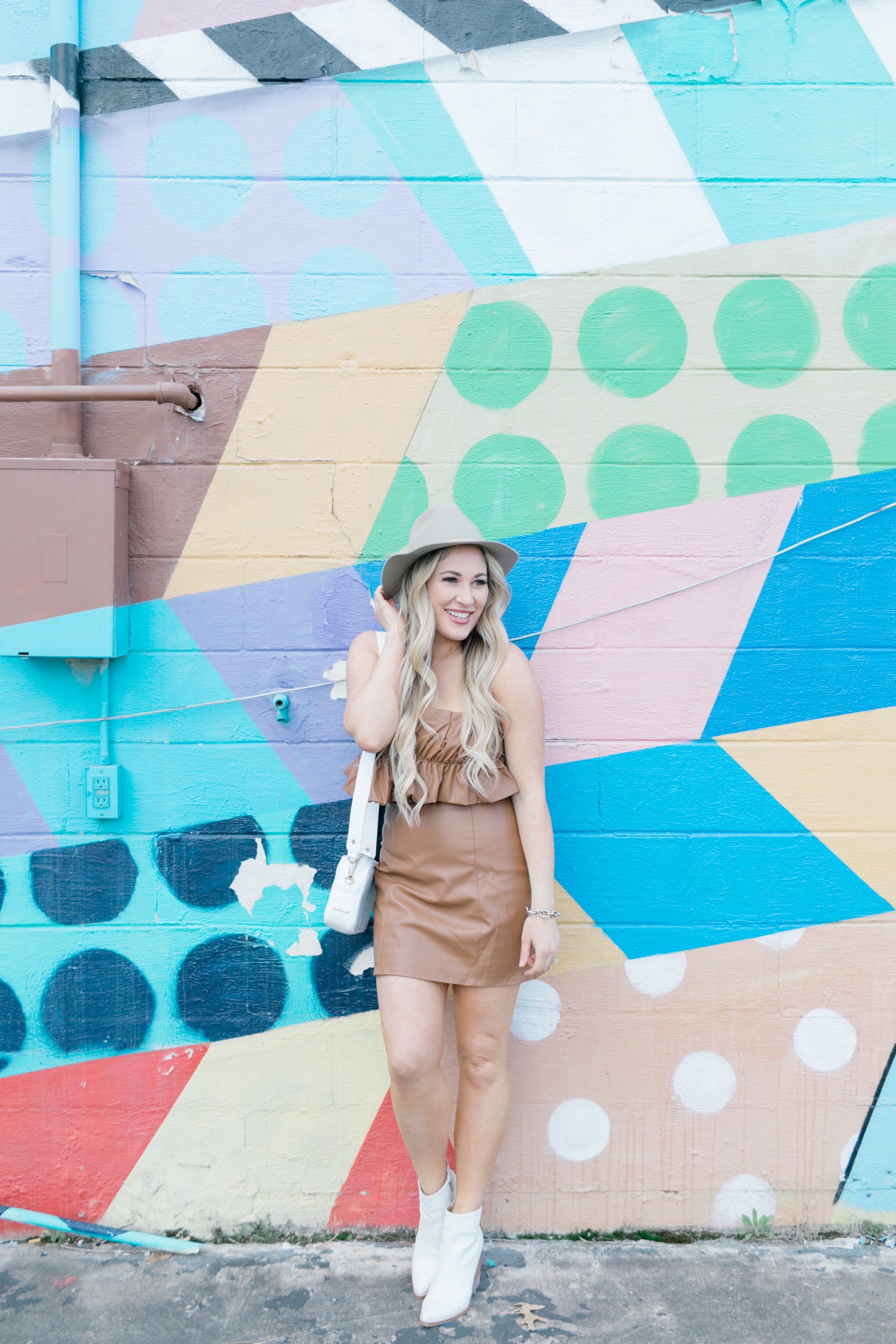 Spring leather outfit featured by top US mom fashion blog, Walking in Memphis in High Heels.