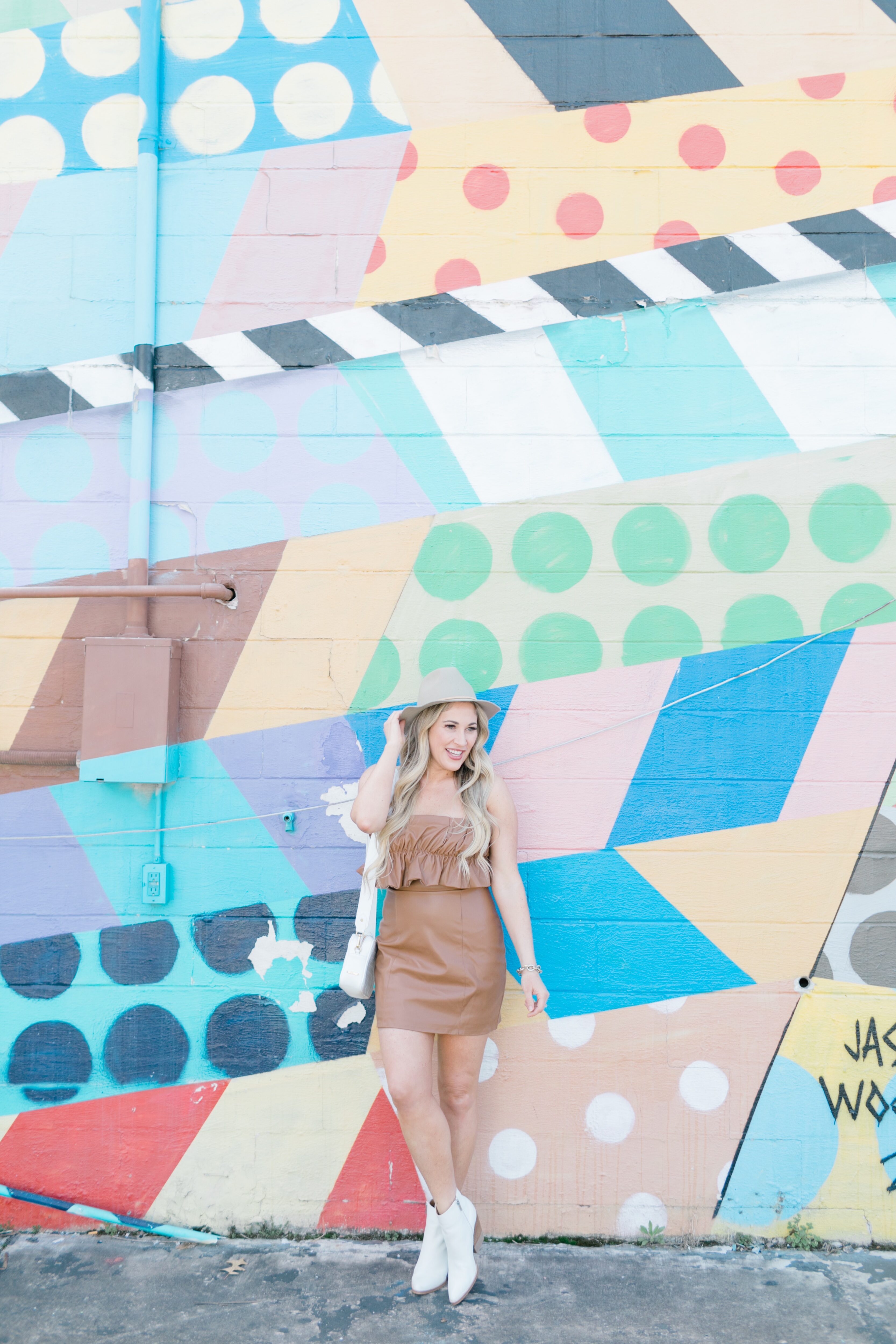 Spring leather outfit featured by top US mom fashion blog, Walking in Memphis in High Heels.