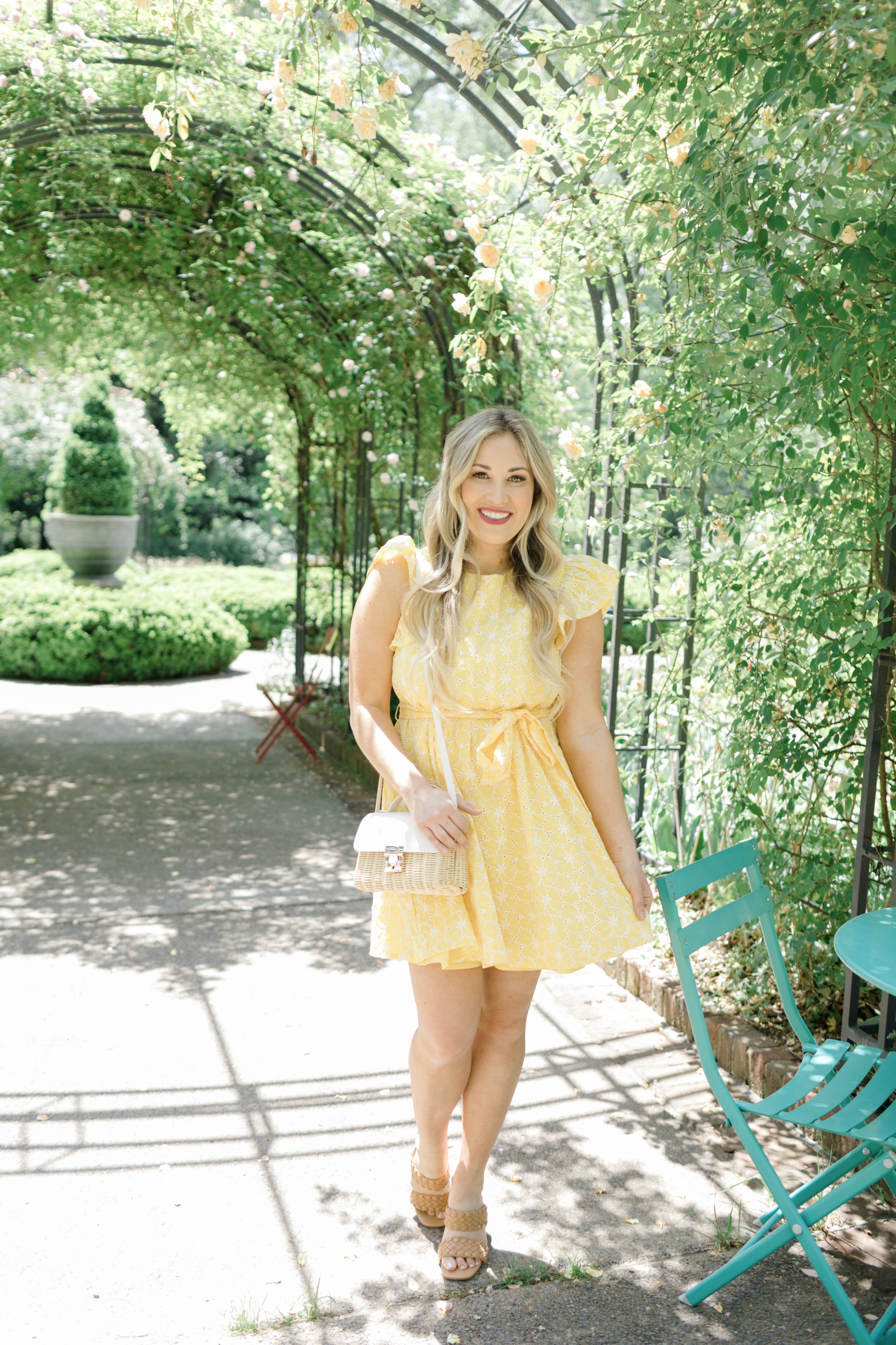 eyelet and lace yellow dress