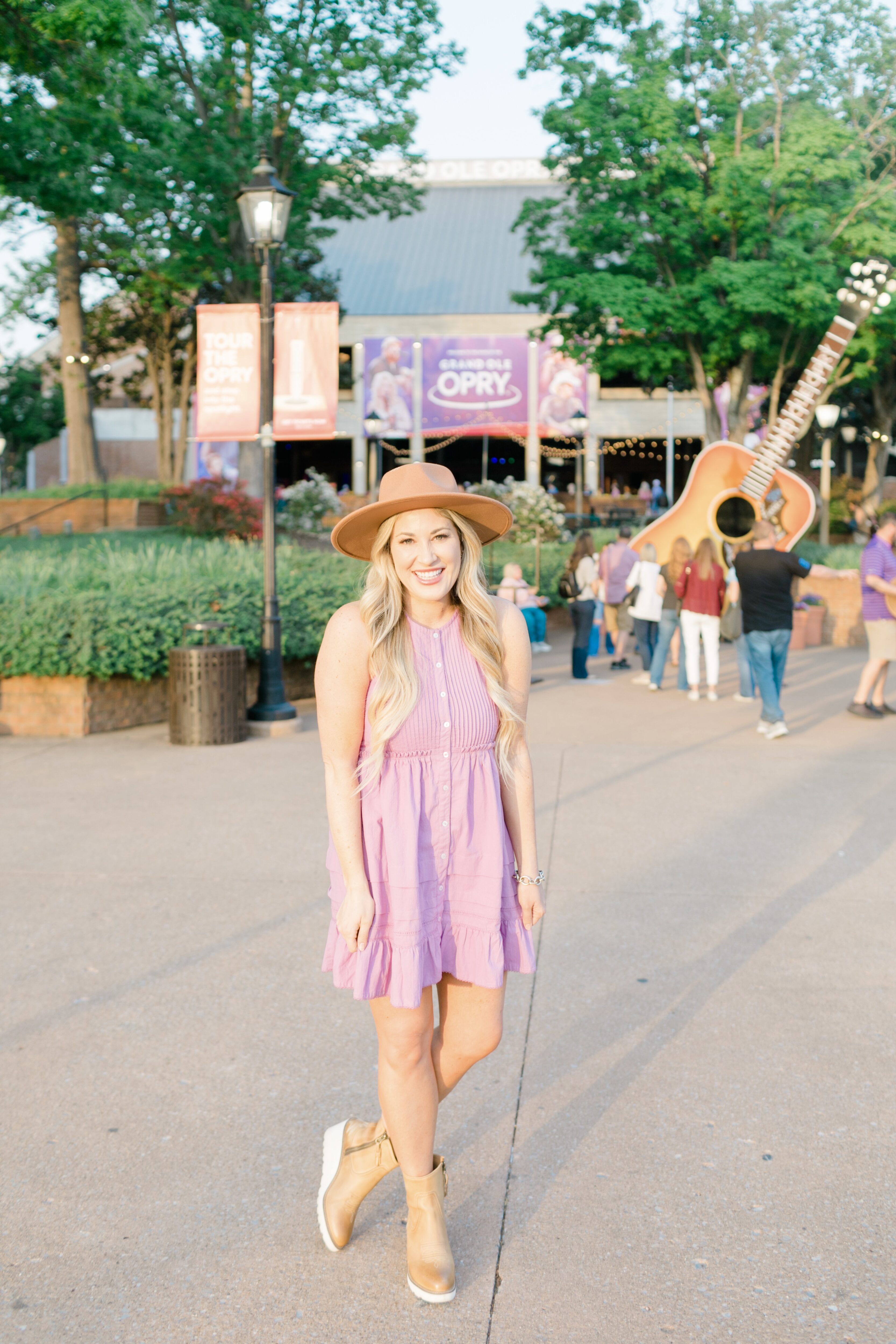 grand ole opry outfit: purple dress