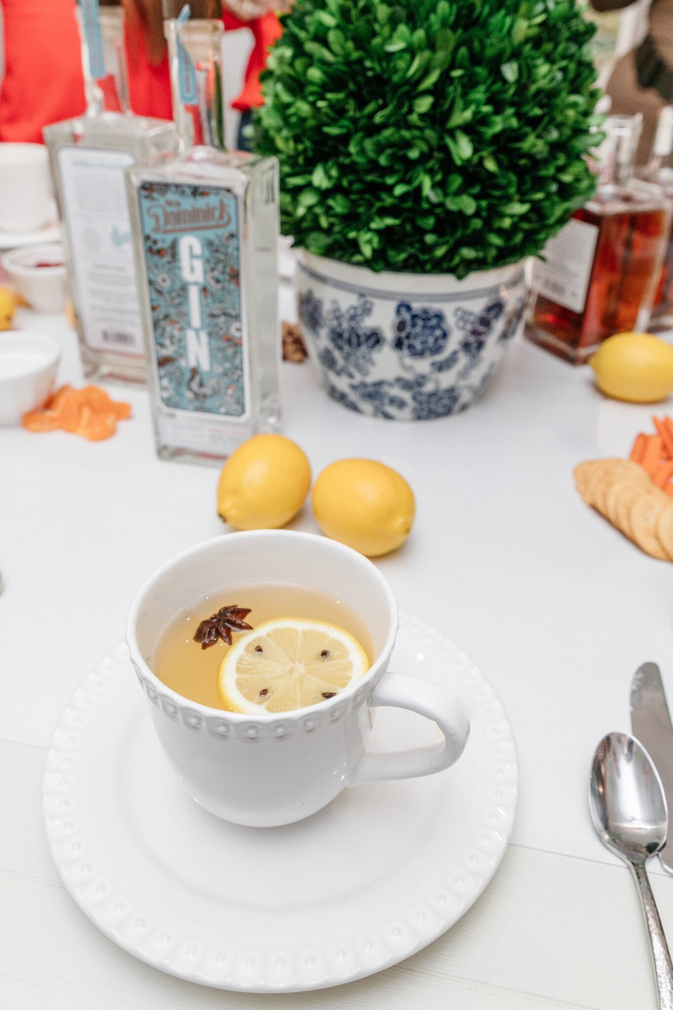 holiday hot toddy recipe, cocktail recipe, party spread, holiday spread, hosting setup, hosting inspiration